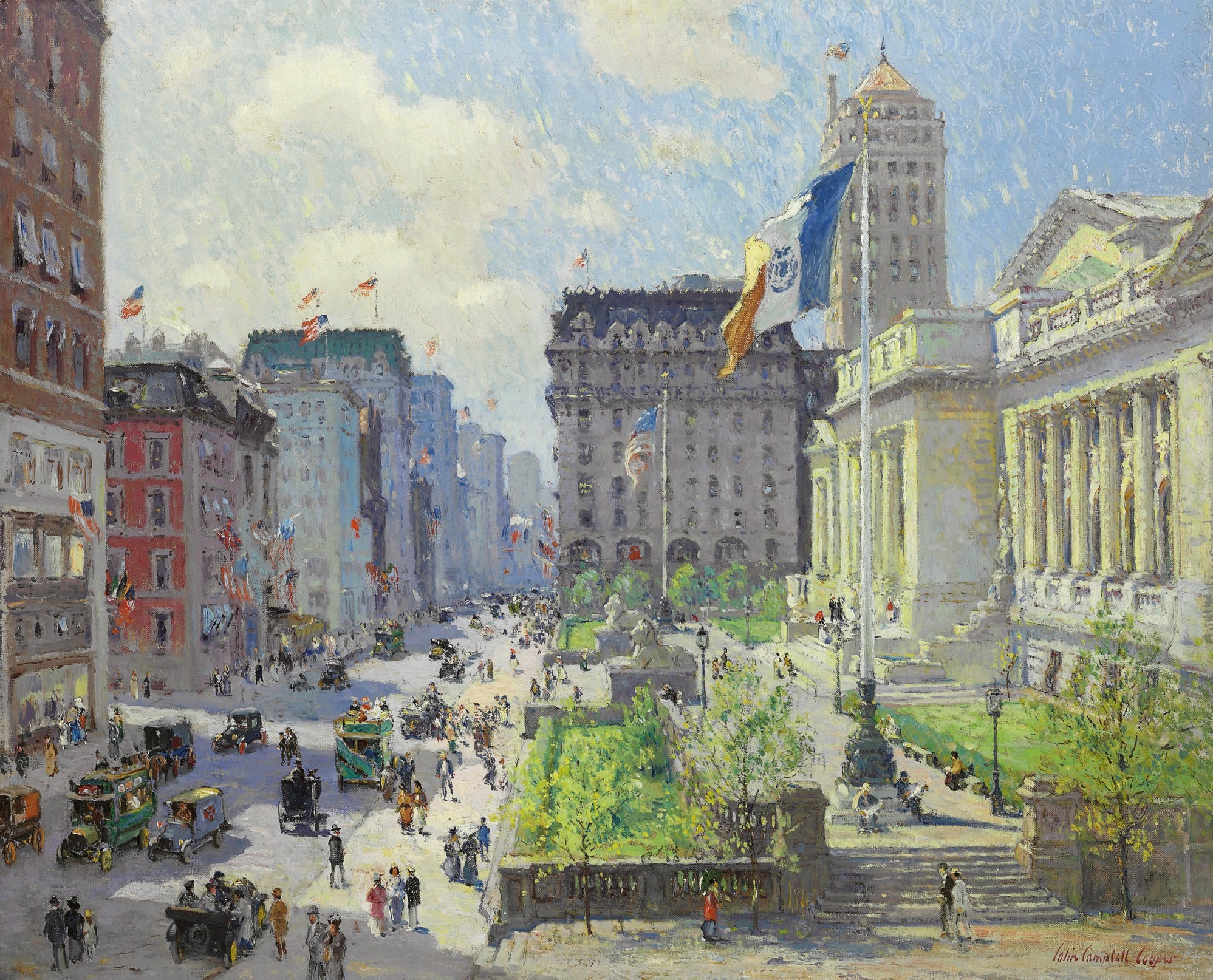 General 1997x1614 classic art Colin Campbell Cooper cityscape flag urban painting