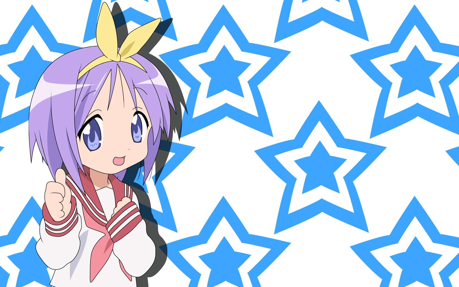 Anime 1920x1200 anime anime girls Lucky Star white background purple hair face thumbs up