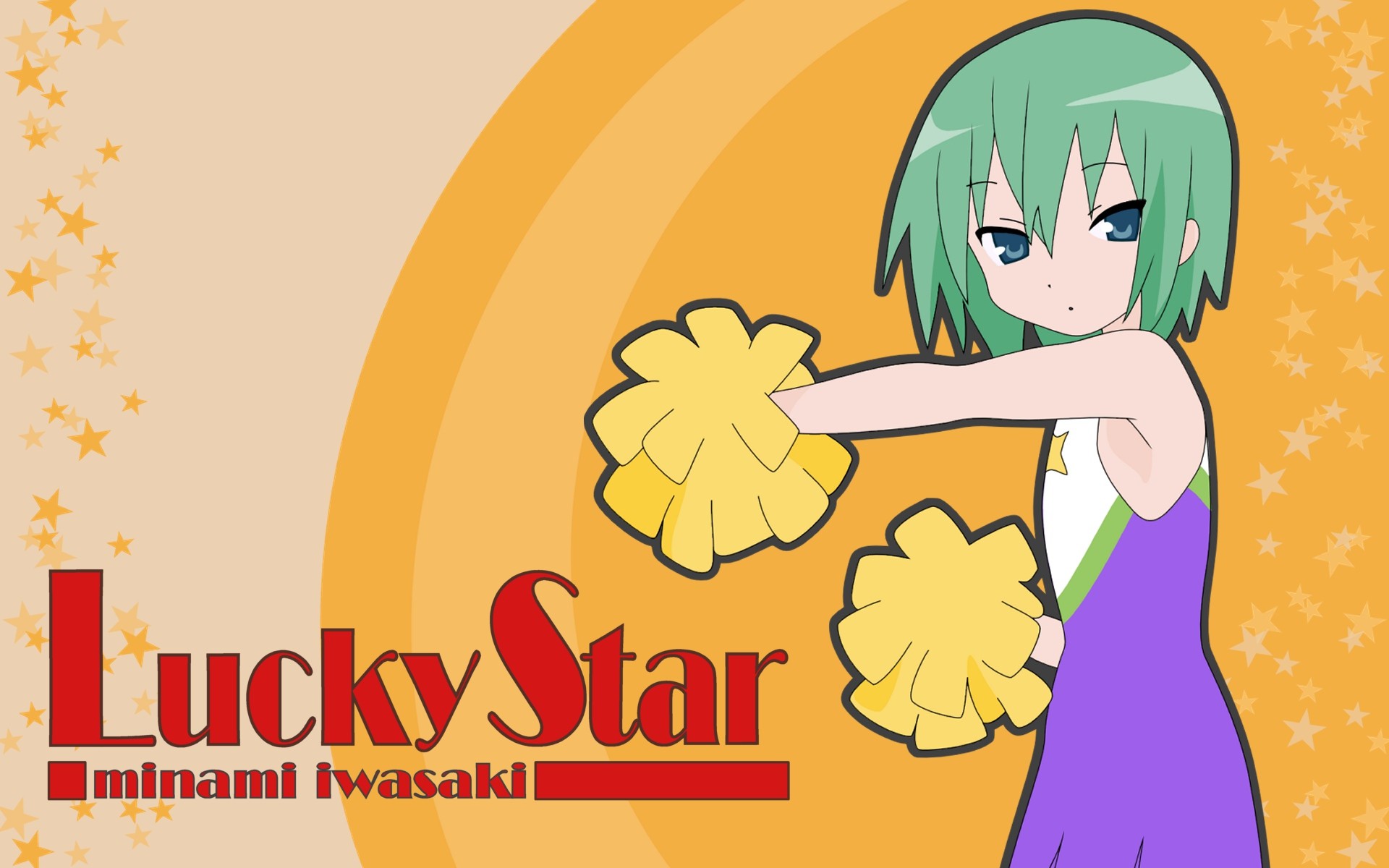 Anime 1920x1200 anime anime girls Lucky Star Iwasaki Minami pompon cheerleaders green hair