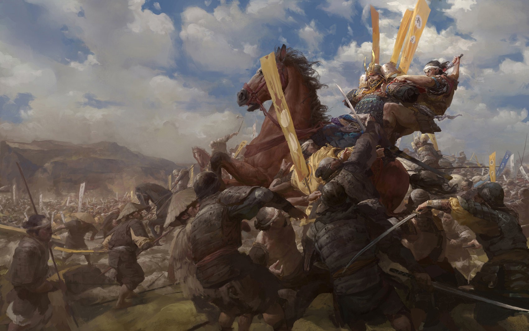 General 1700x1064 fantasy art war horse battle Asia fantasy men animals sky army