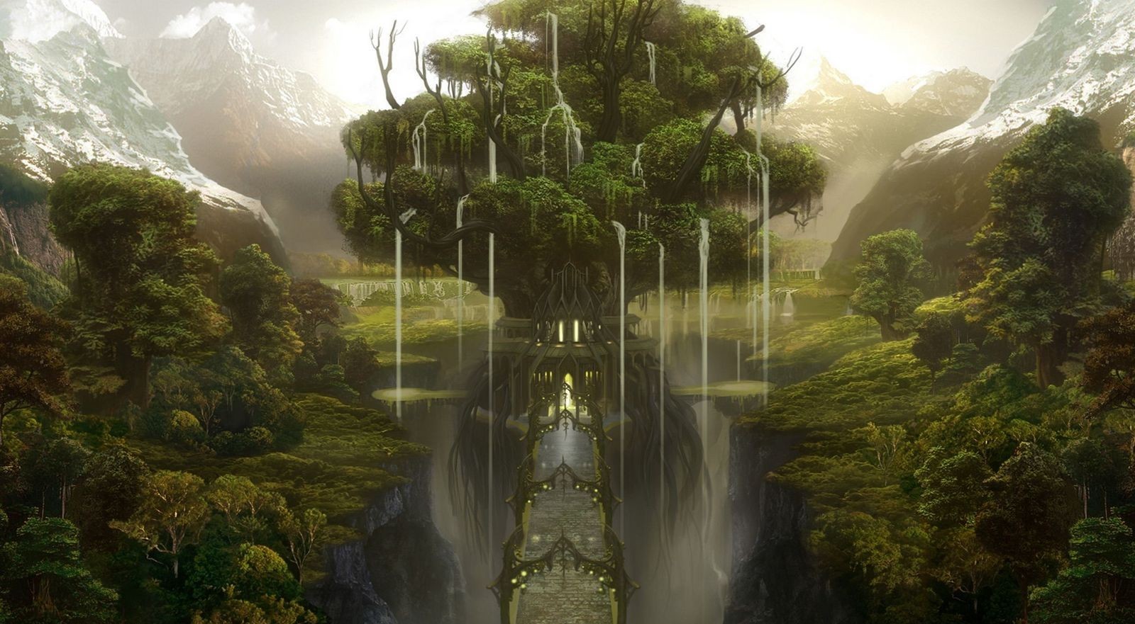 General 1600x881 fantasy art nature trees artwork landscape plants mountains