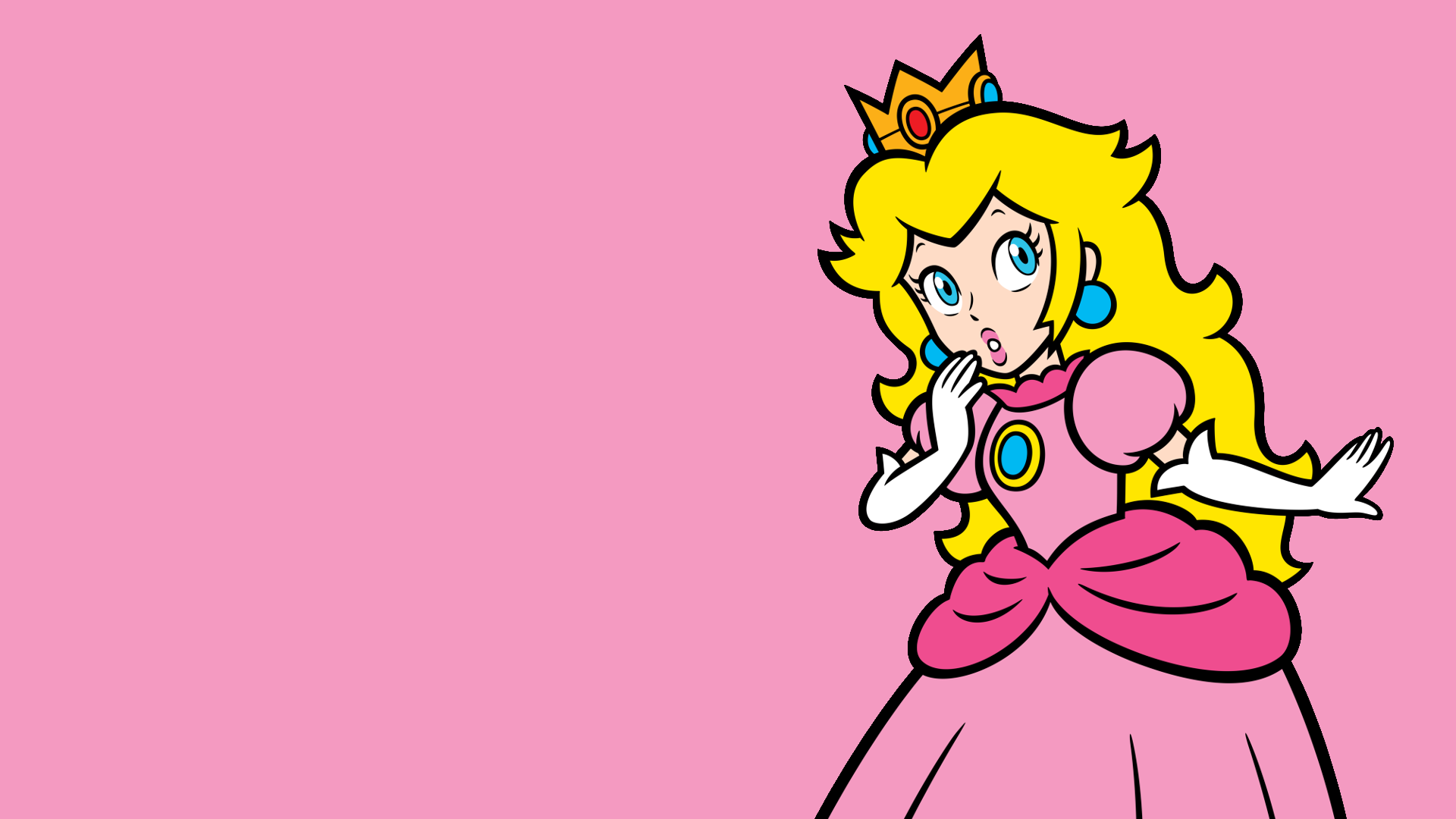 General 1920x1080 video games pink background fantasy girl simple background Princess Peach Nintendo video game girls video game characters blonde pink dress