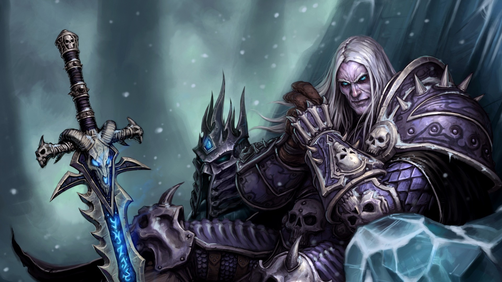 General 1920x1080 World of Warcraft: Wrath of the Lich King Arthas Menethil PC gaming Blizzard Entertainment video game art fantasy armor sword aqua eyes video game men