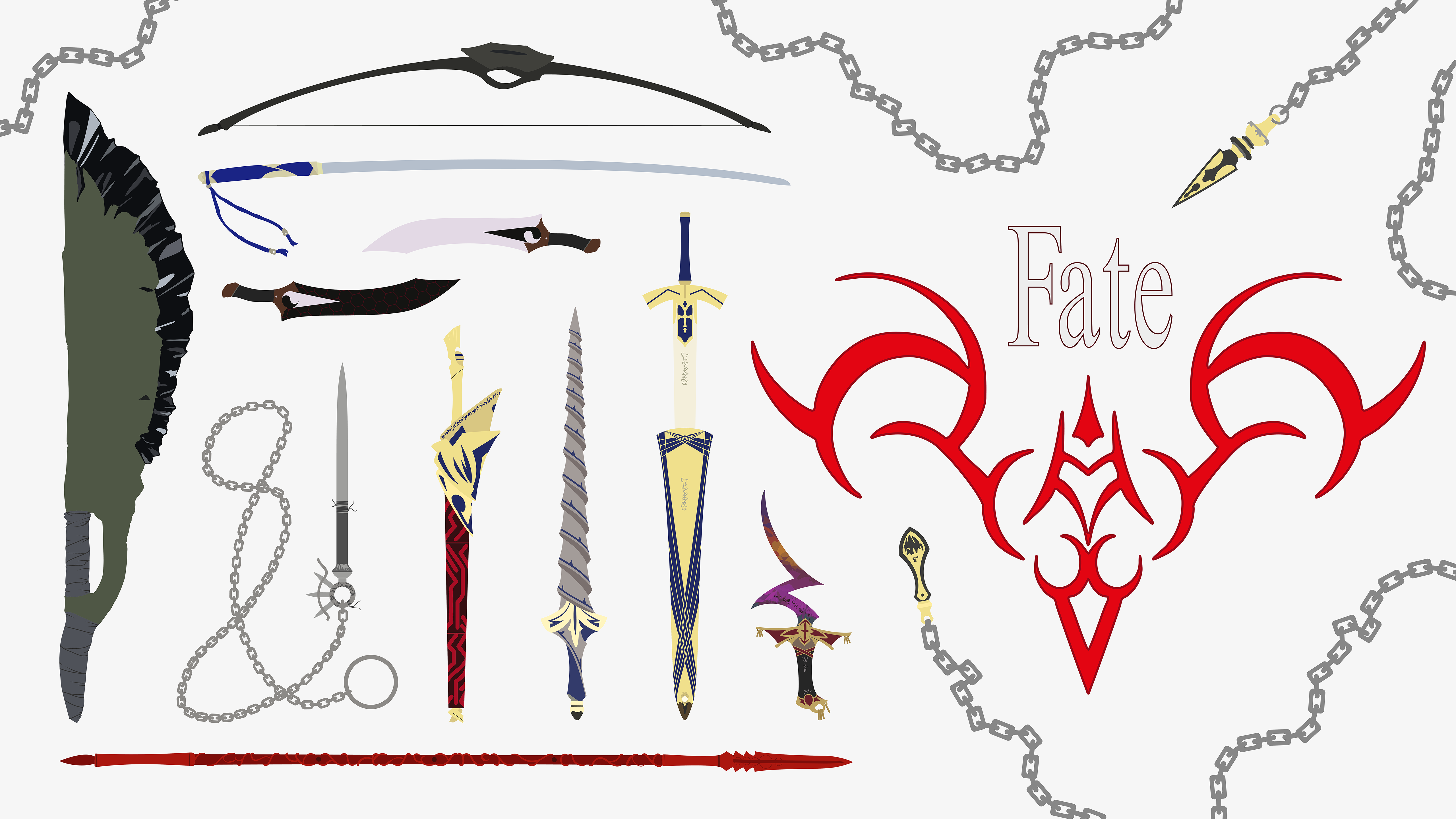 Anime 5120x2880 Fate series Excalibur weapon Fate/Stay Night white background anime
