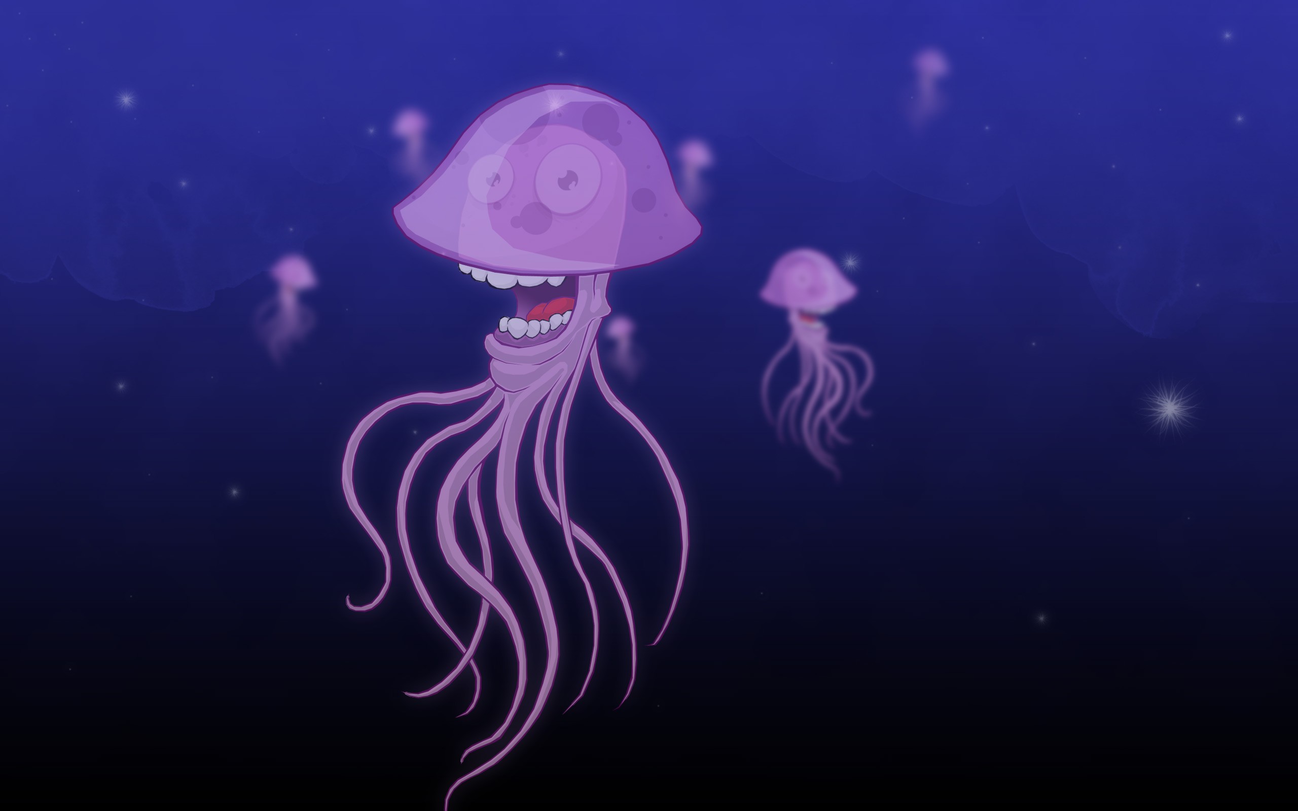 General 2560x1600 jellyfish cartoon underwater anthropomorphism