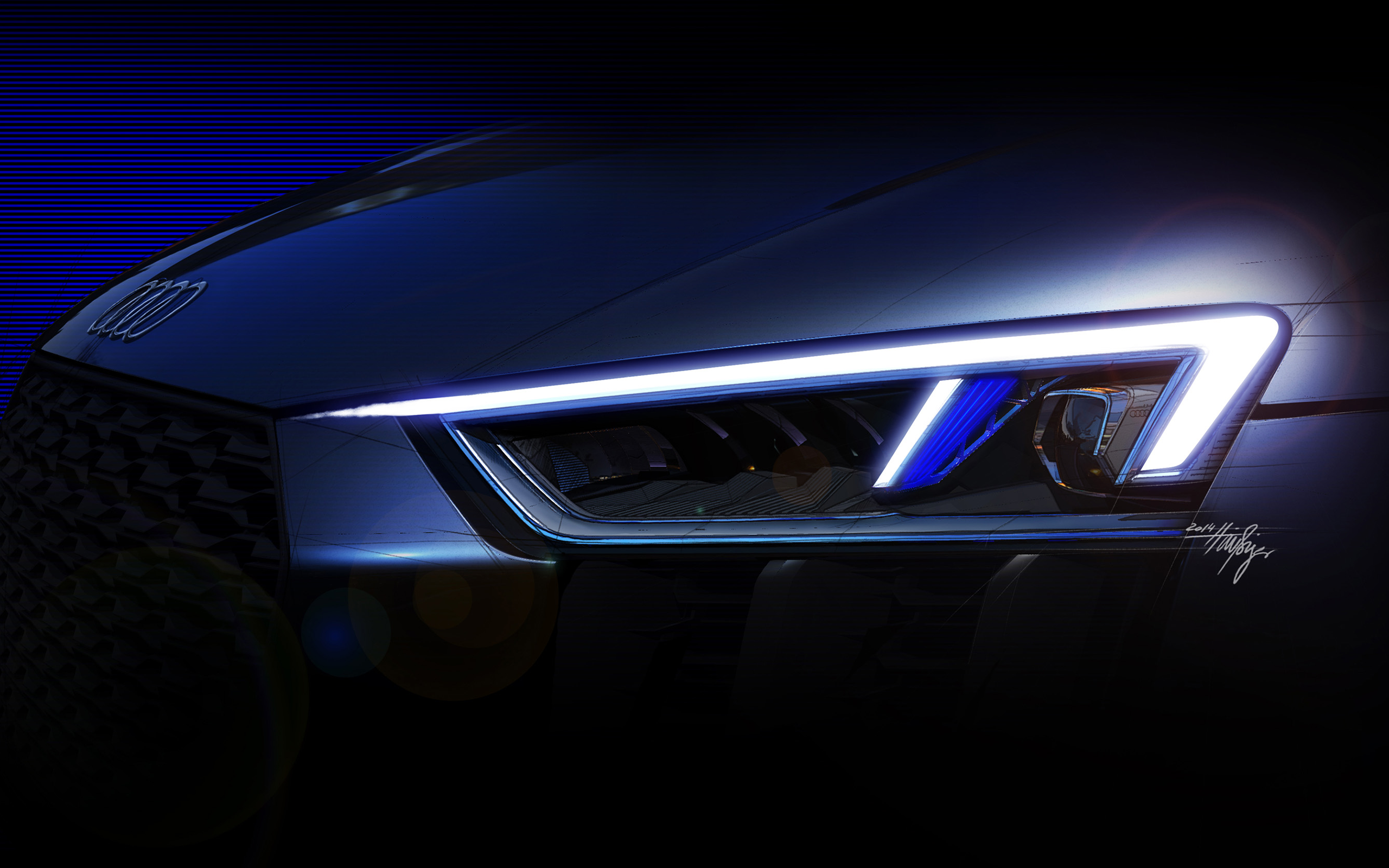 General 2560x1600 Audi R8 car vehicle supercars concept art artwork headlights closeup Audi