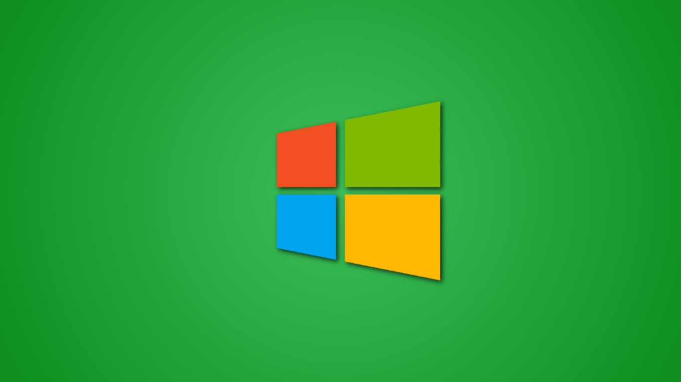General 1366x768 minimalism green background logo operating system simple background Microsoft Windows