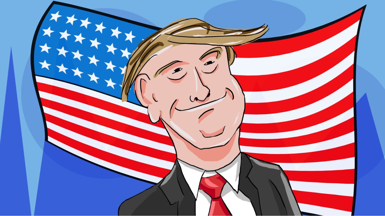 General 1600x900 Donald Trump cartoon caricature presidents American flag suits MAGA political figure digital art