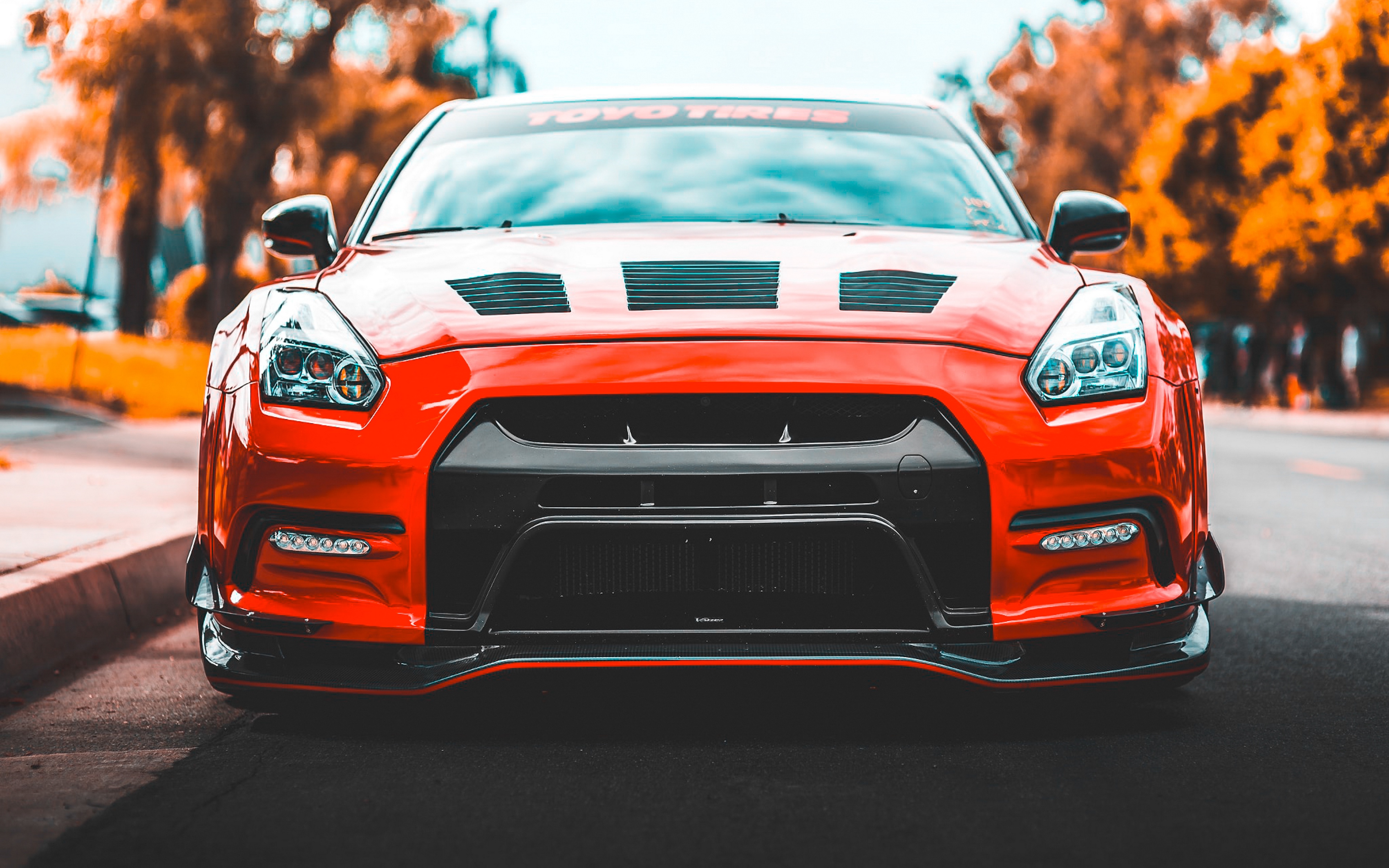 General 3840x2400 car tuning frontal view Nissan Nissan GT-R Japanese cars