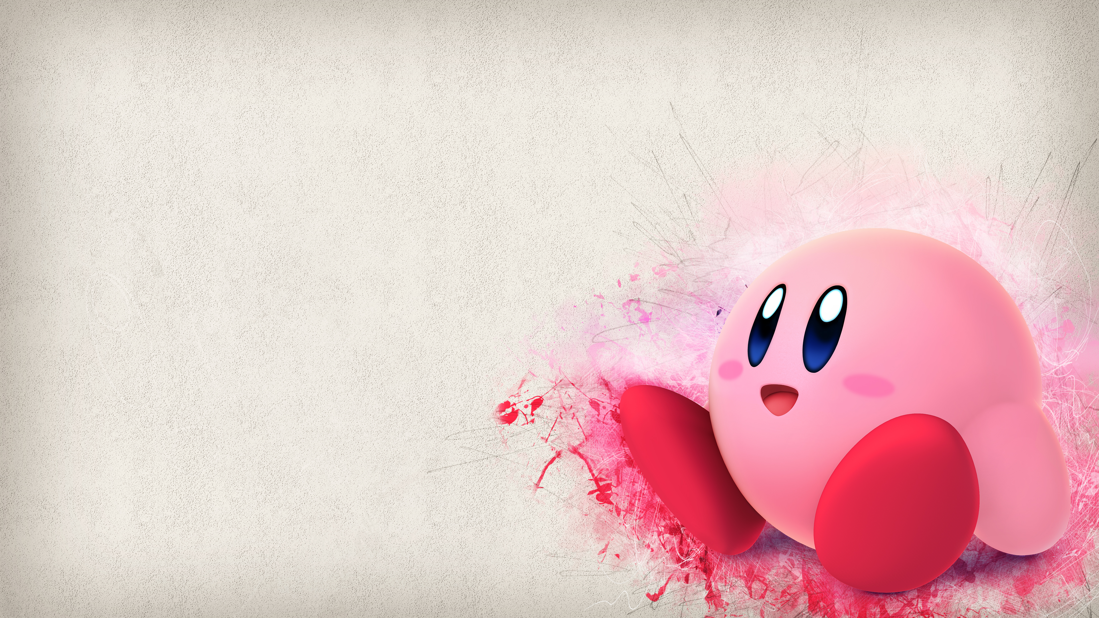 General 3840x2160 hero artwork Kirby Super Smash Brothers white background video game characters simple background digital art