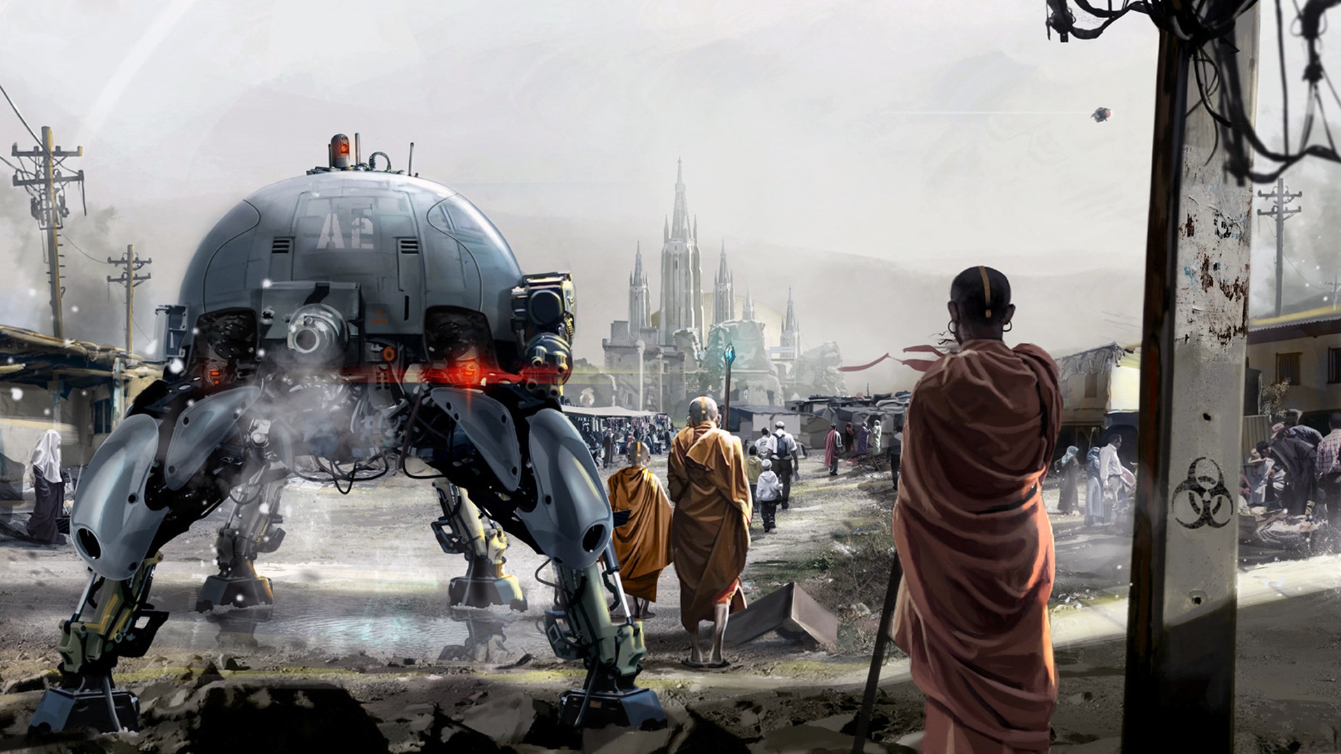 General 1920x1080 science fiction digital art artwork futuristic robot