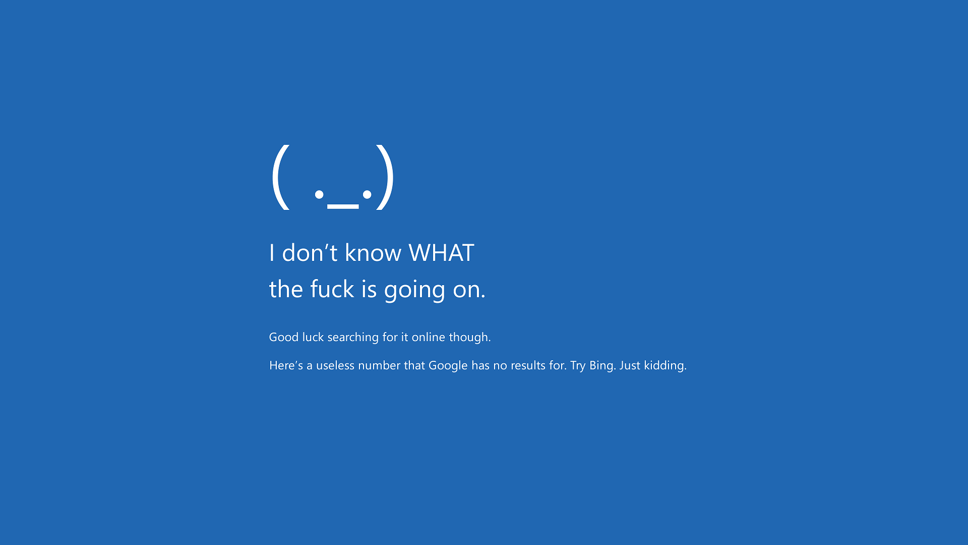 General 1920x1080 Blue Screen of Death operating system smiley blue technology text minimalism simple background humor Windows Errors computer Microsoft Windows