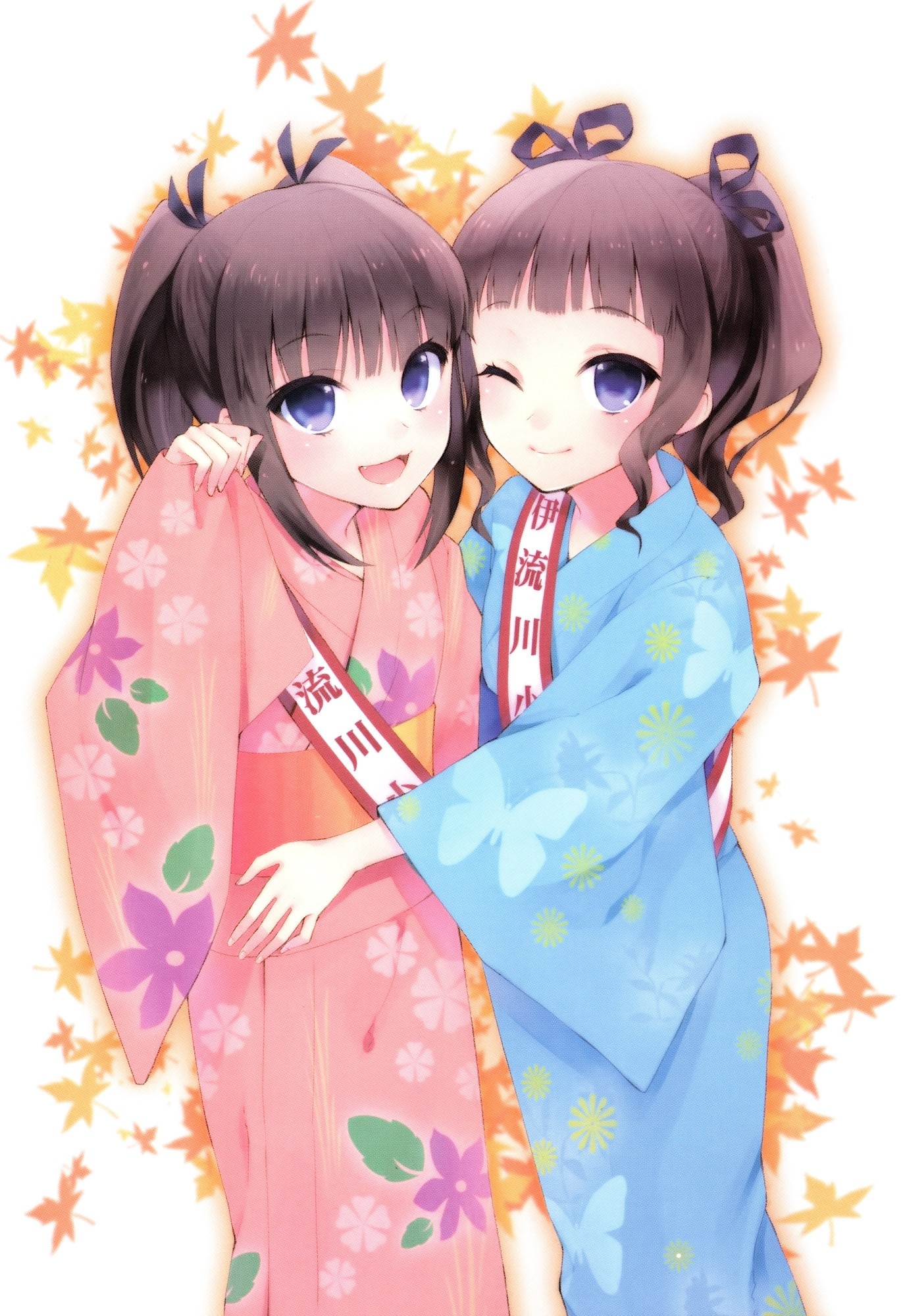 Anime 1372x2000 anime hugging kimono