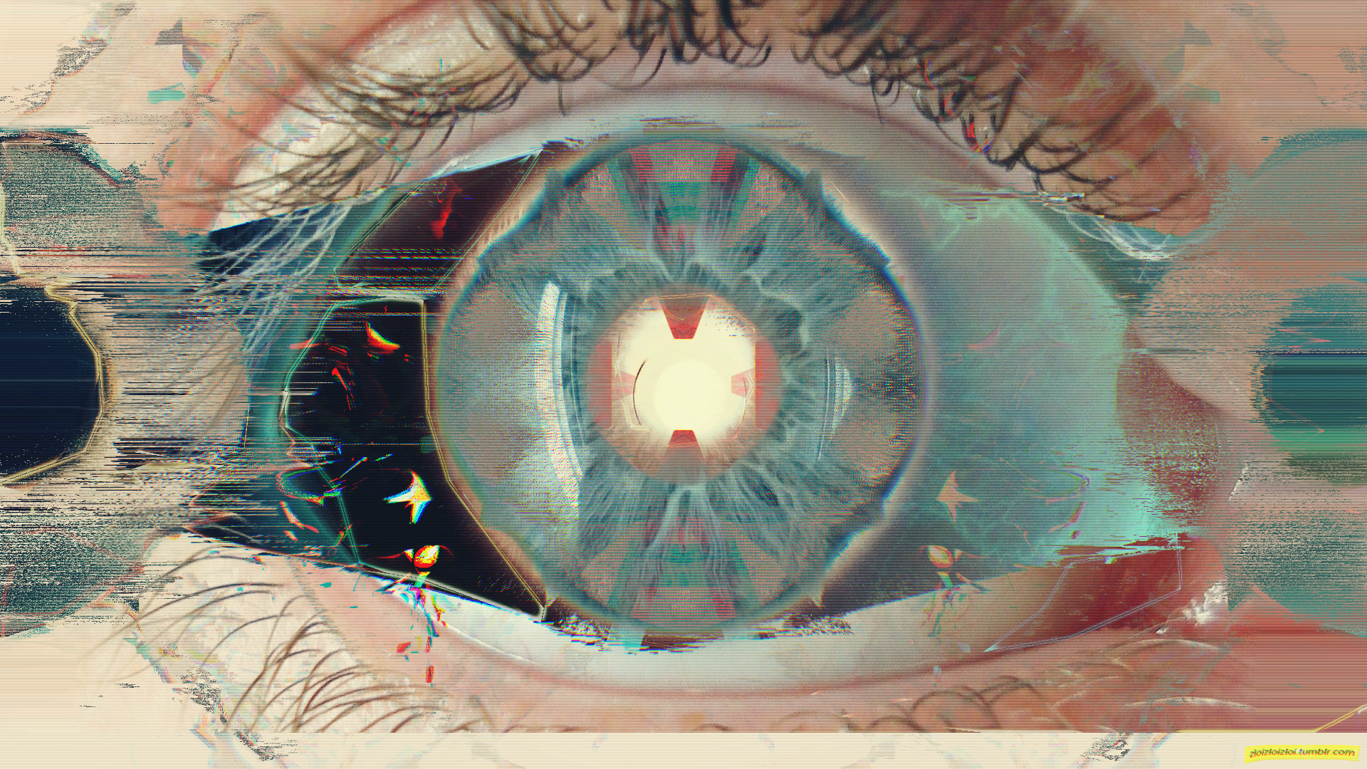 General 1920x1080 glitch art eyes abstract cyberpunk LSD