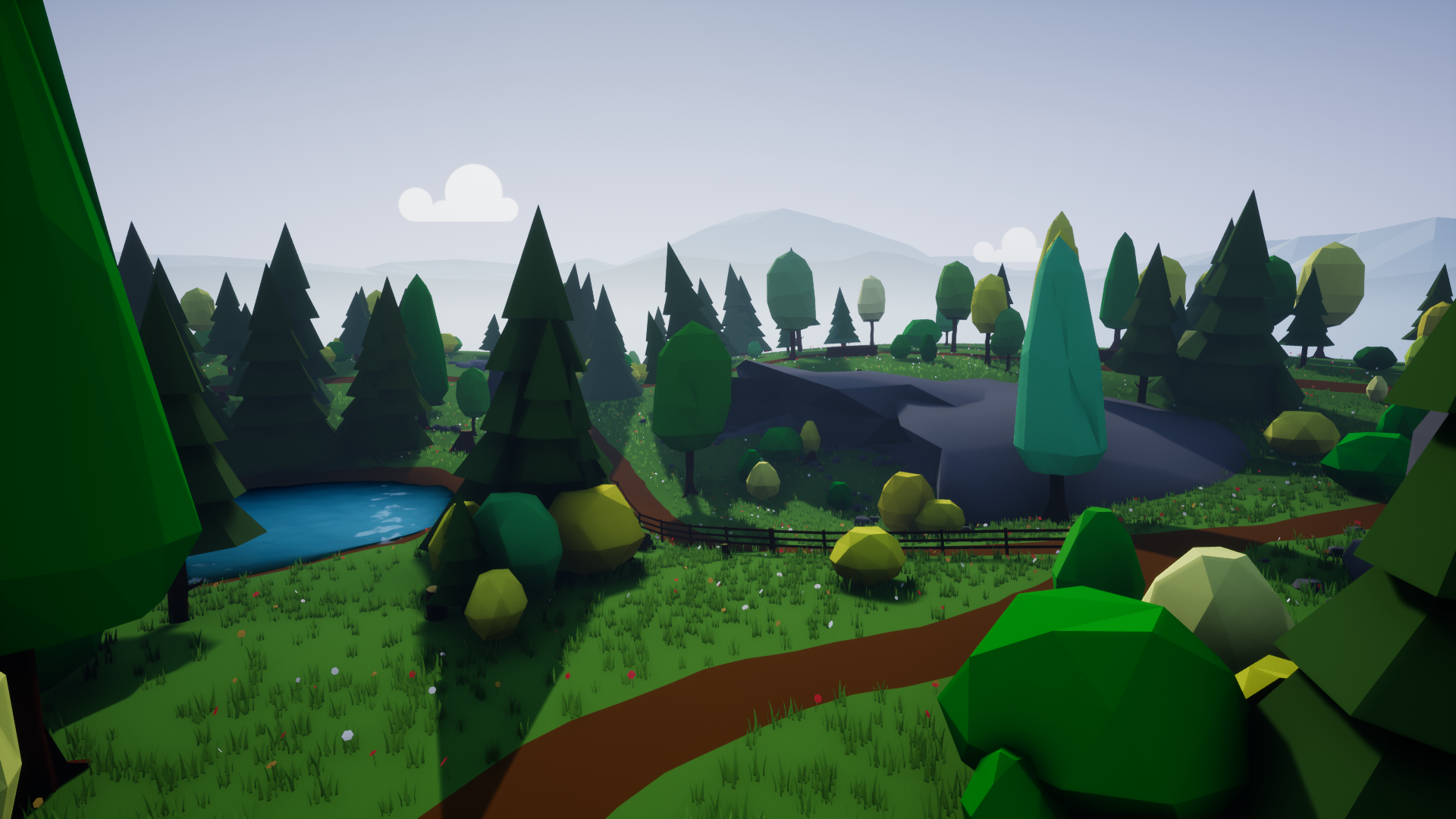 General 1920x1080 low poly Unreal Engine 4  environment nature forest lake