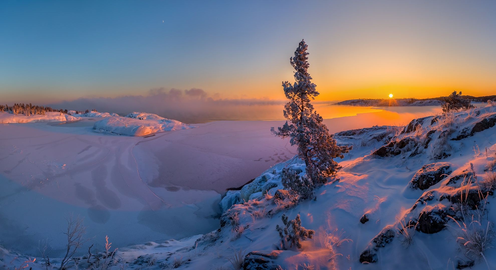 General 1980x1080 landscape snow sunset clear sky winter nature