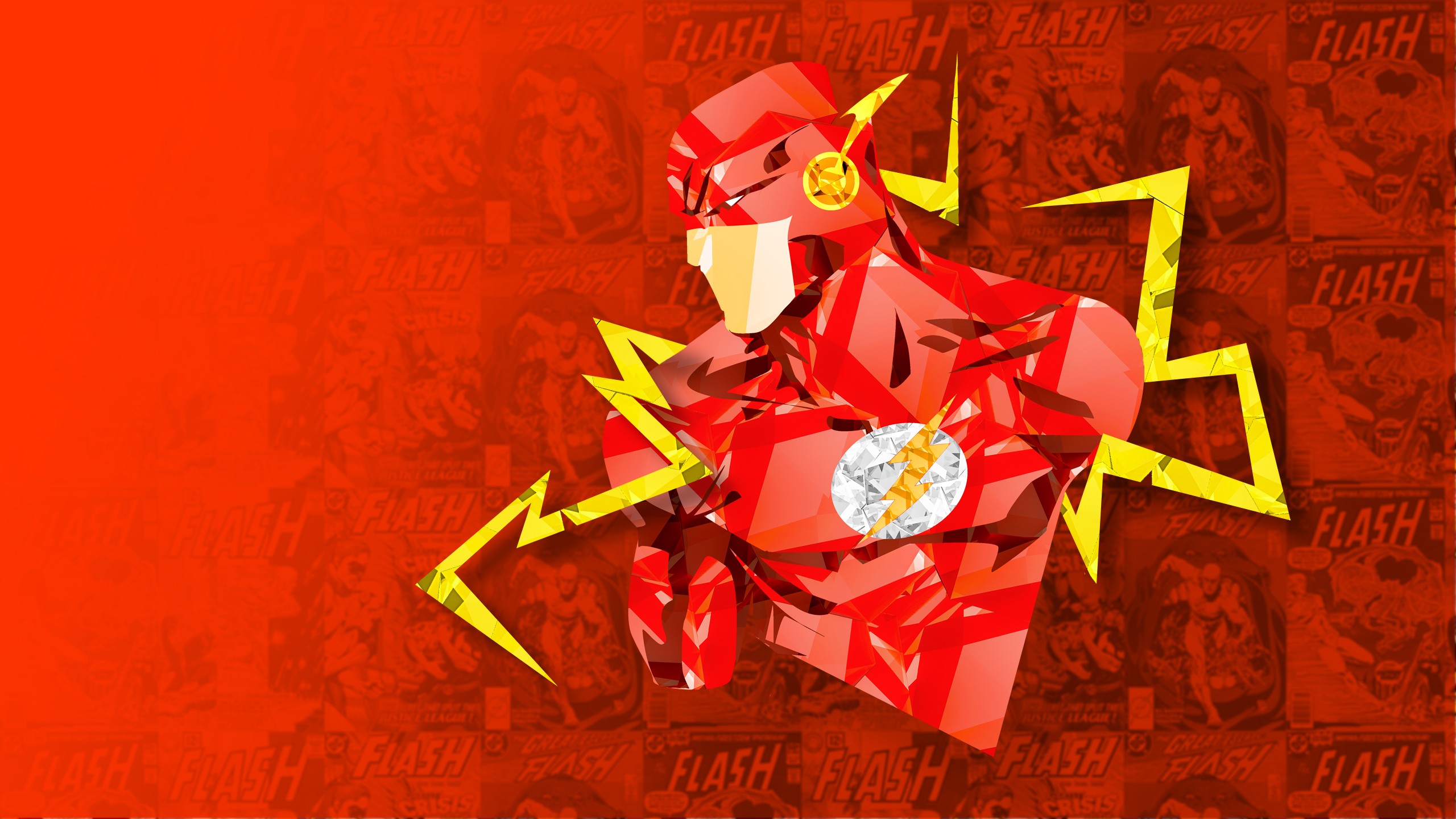 General 2560x1440 The Flash digital art DC Comics comics red background red superhero