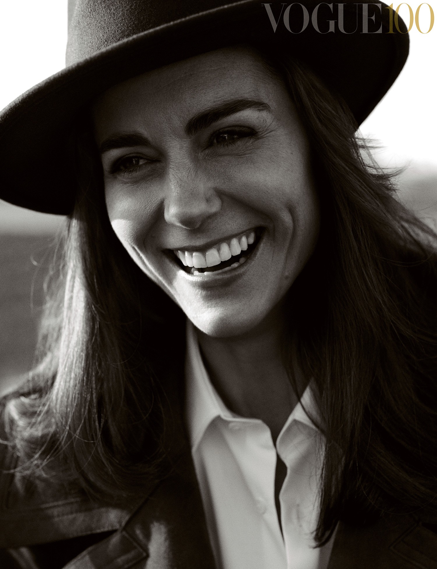 People 1500x1953 monochrome smiling hat lipstick Kate Middleton Vogue magazine face women with hats long hair women watermarked