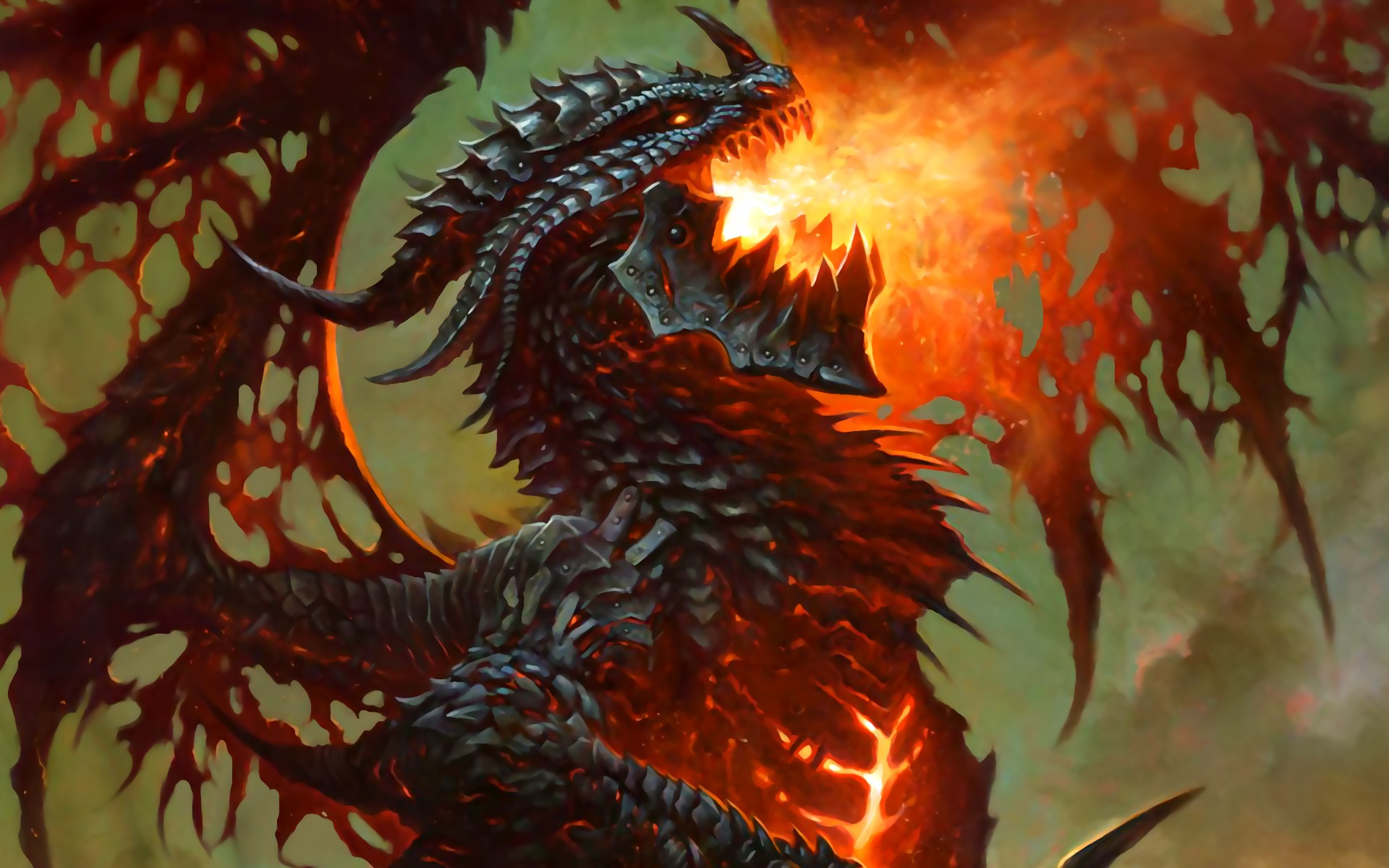 General 1920x1200 Whispers of the Old Gods Hearthstone PC gaming fire dragon creature fantasy art digital art