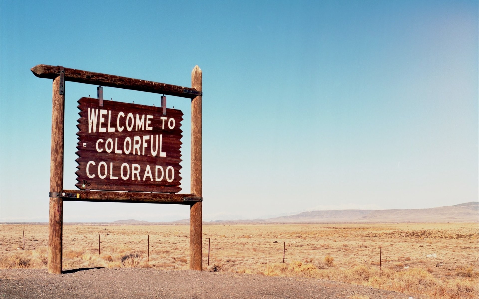 General 1920x1200 colorful Colorado desert fence mountains summer sky USA landscape