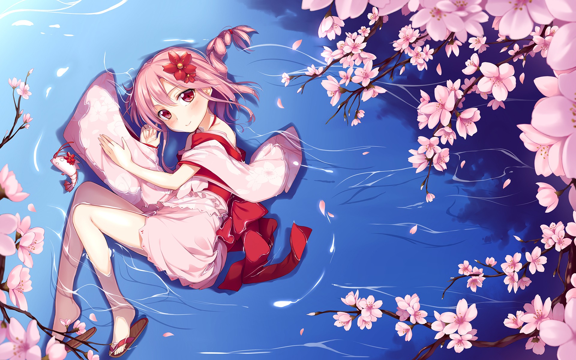 Anime 1920x1200 anime anime girls cherry blossom pink hair looking at viewer flowers plants