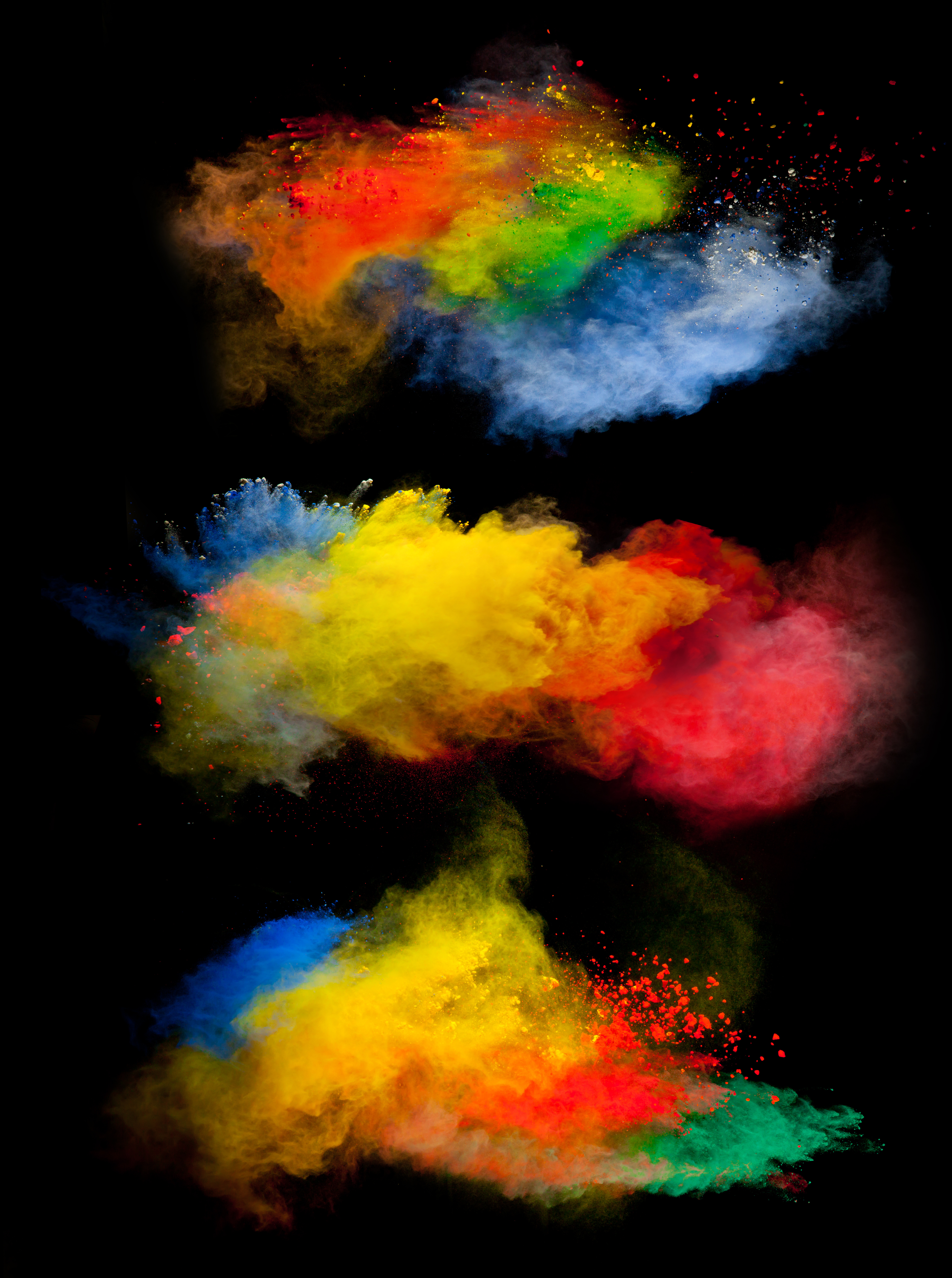 General 4469x6000 powder explosion powder black background colorful simple background portrait display