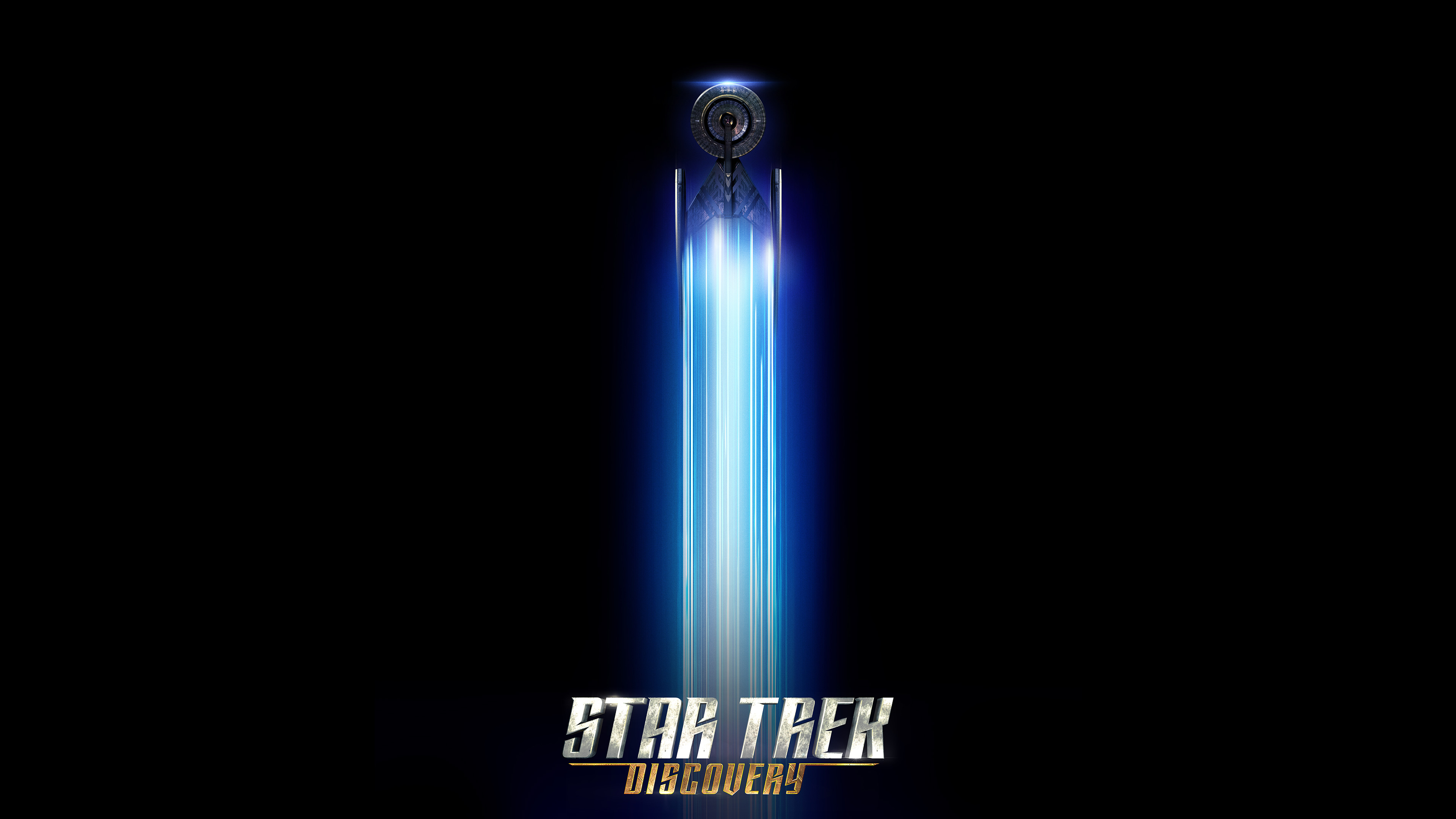 General 3840x2160 Star Trek star trek discovery science fiction black blue TV series Star Trek Ships black background simple background