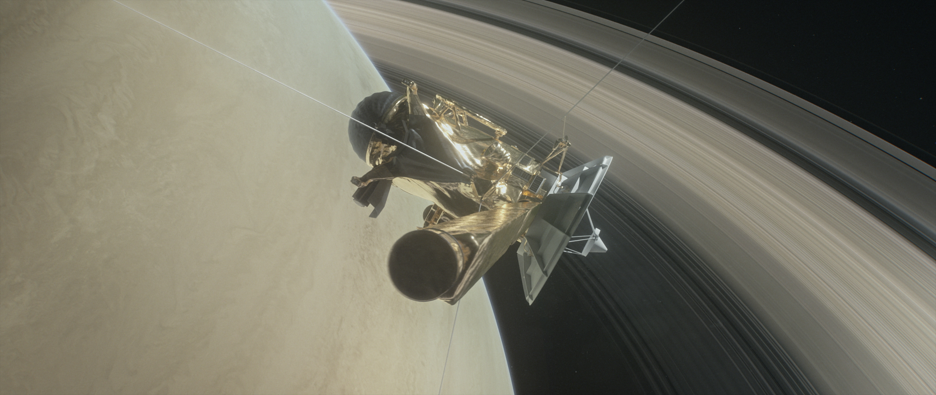 General 3000x1266 NASA Saturn Cassini satellite space spaceship planetary rings orbital view