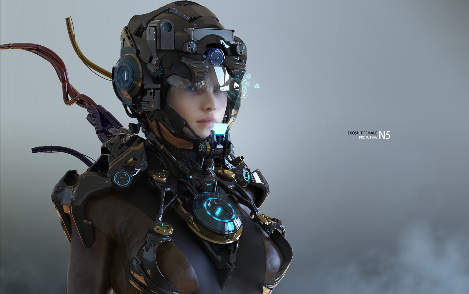 General 1596x1000 digital art women fantasy girl futuristic CGI cyborg robot