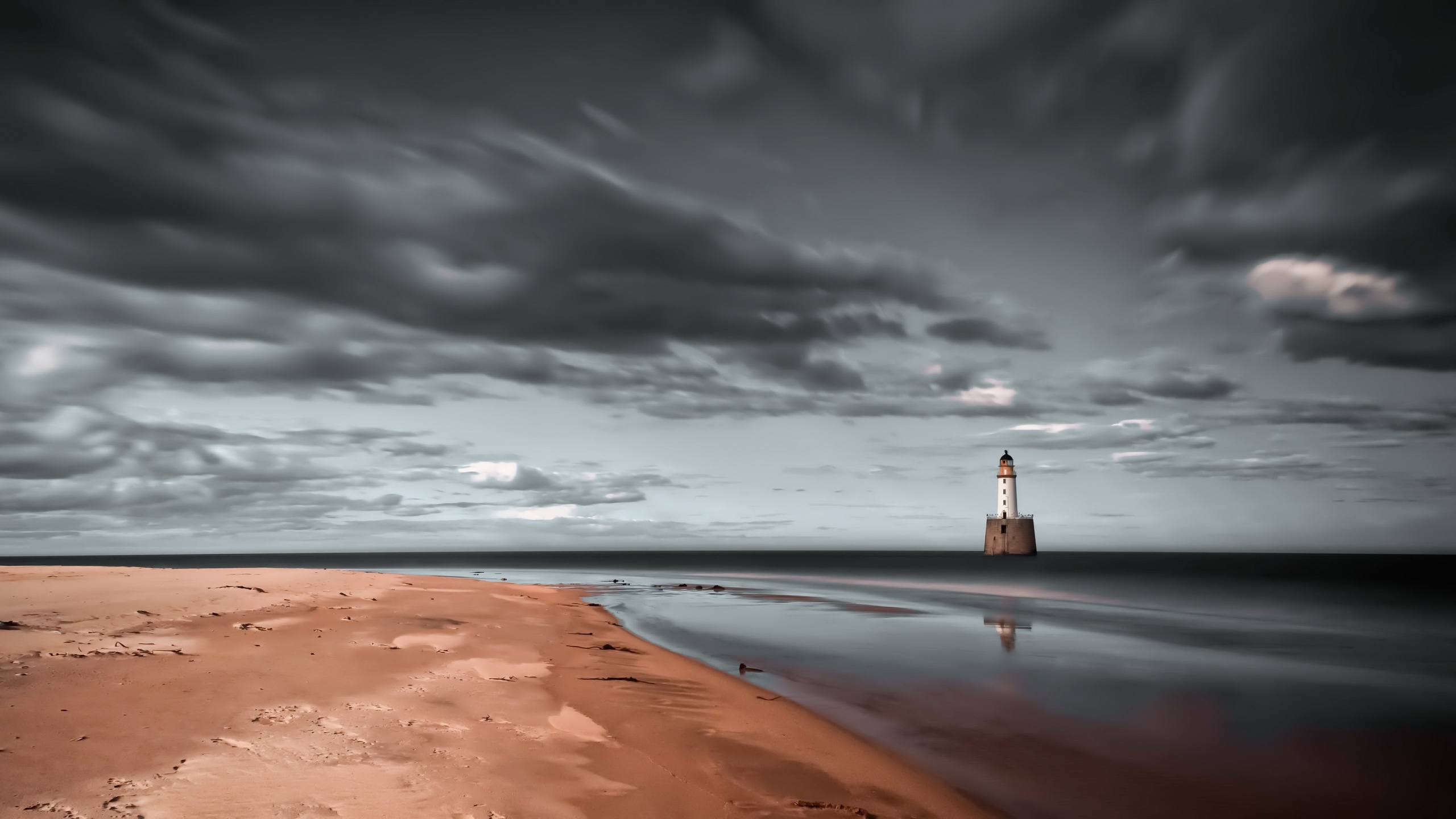 General 2560x1440 coast dark sky sea lighthouse gloomy