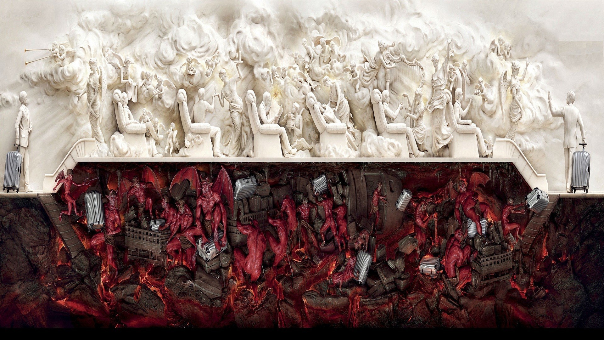 General 1920x1080 Heaven and Hell artwork fantasy art digital art hell