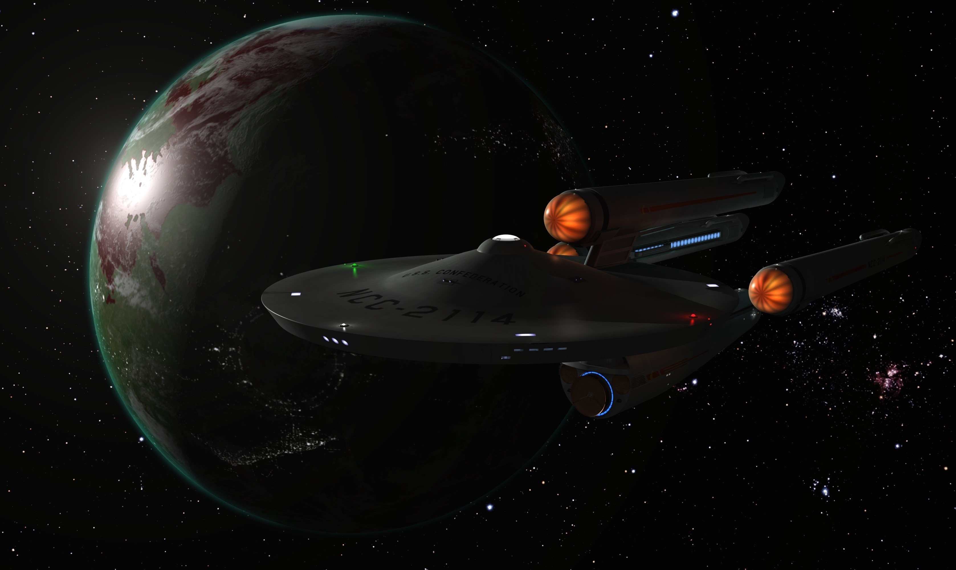 General 3355x2001 artwork CGI Star Trek space planet Star Trek Ships fan art spaceship vehicle digital art