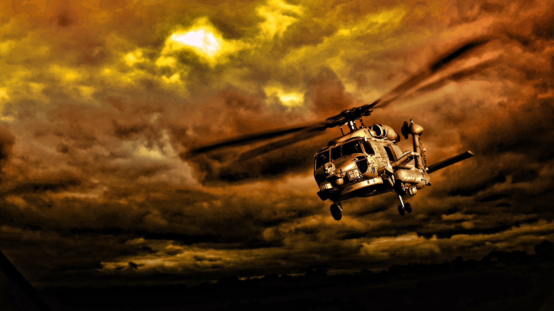 General 1920x1080 helicopters sunset vehicle aircraft dark