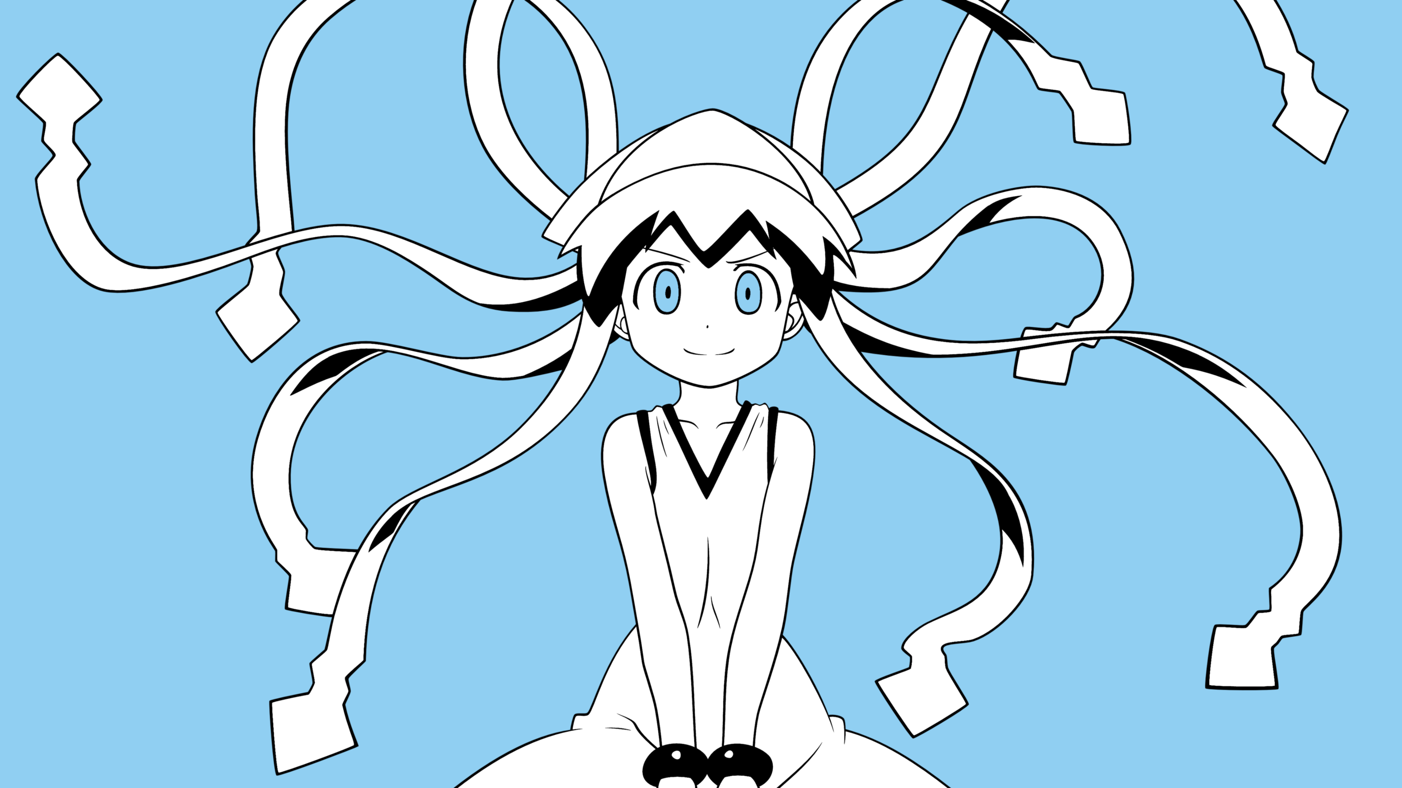 Anime 2844x1600 Shinryaku! Ika Musume anime girls Ika Musume blue eyes simple background