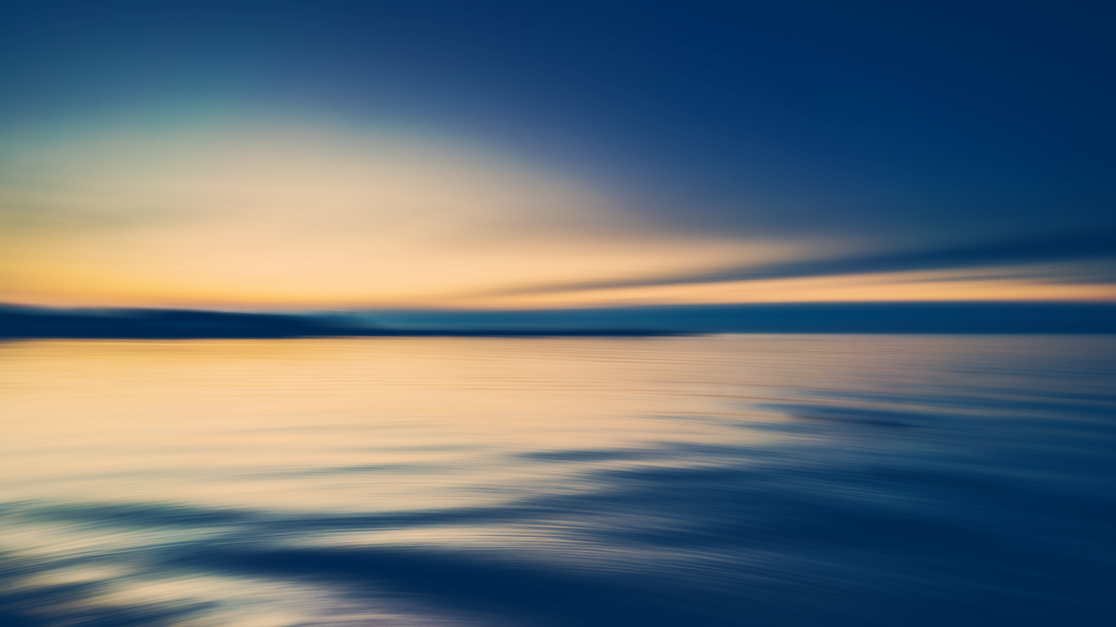 General 3840x2160 sea shore horizon water sky blue yellow Sun sunset coast waves