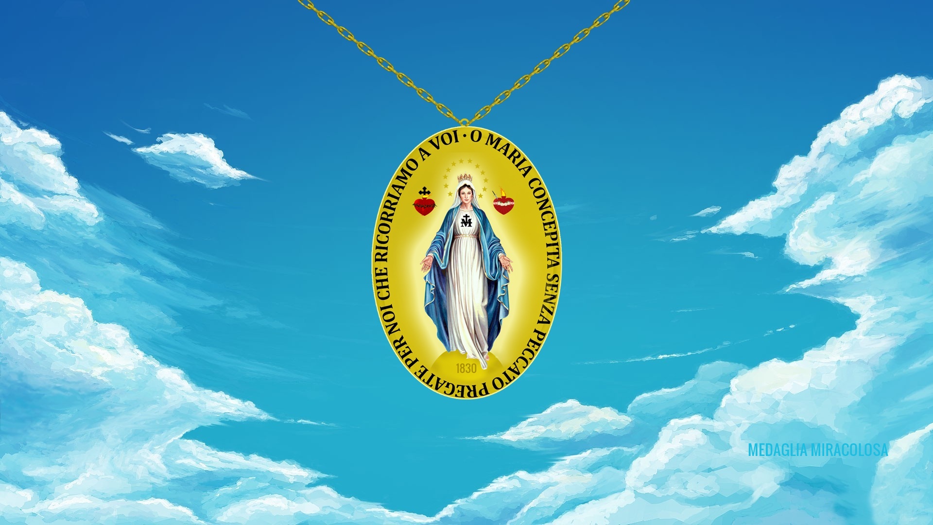 General 1920x1080 Medals sky clouds gold Virgin Mary religion