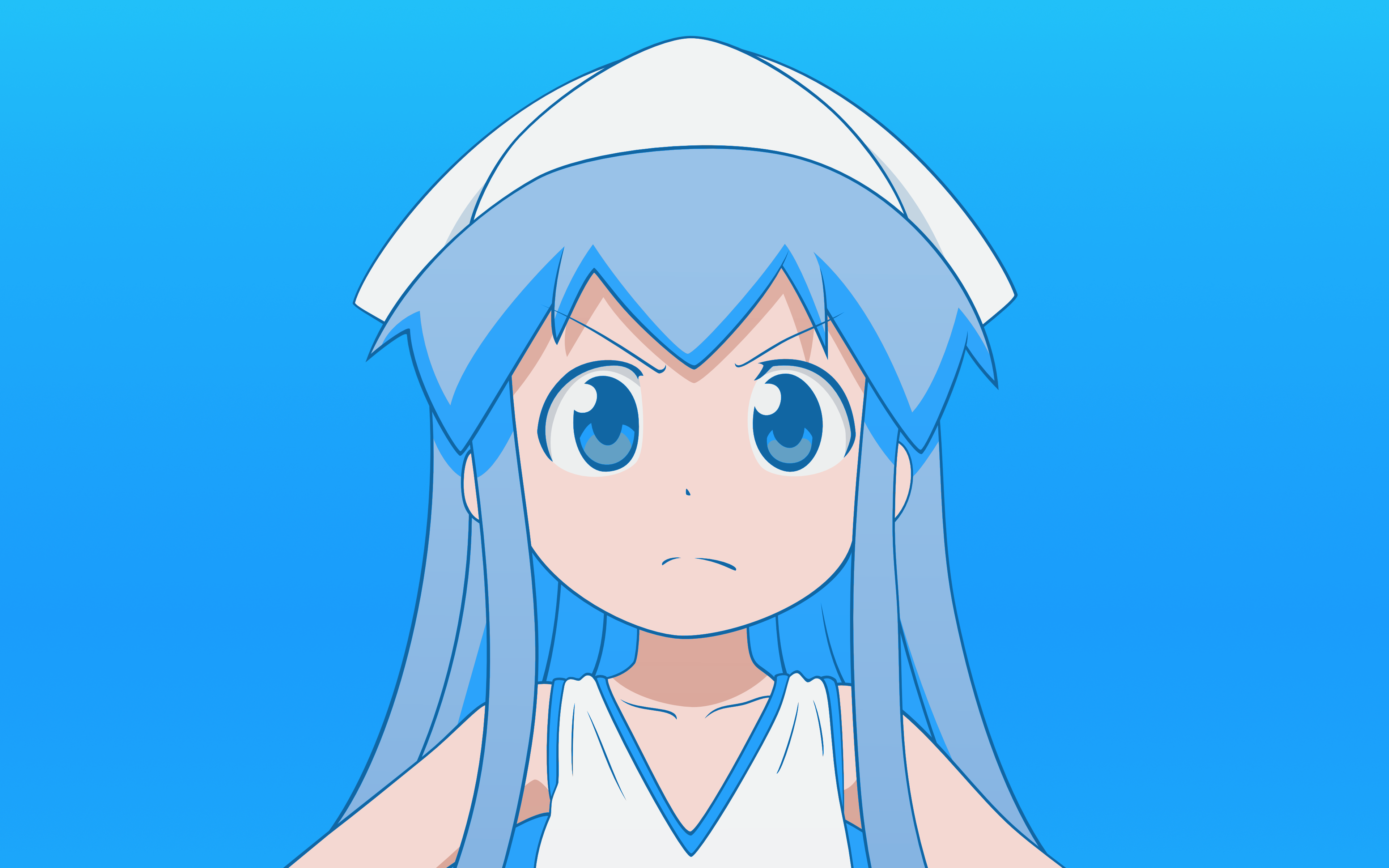 Anime 3840x2400 Shinryaku! Ika Musume anime girls Ika Musume anime blue hair blue eyes blue