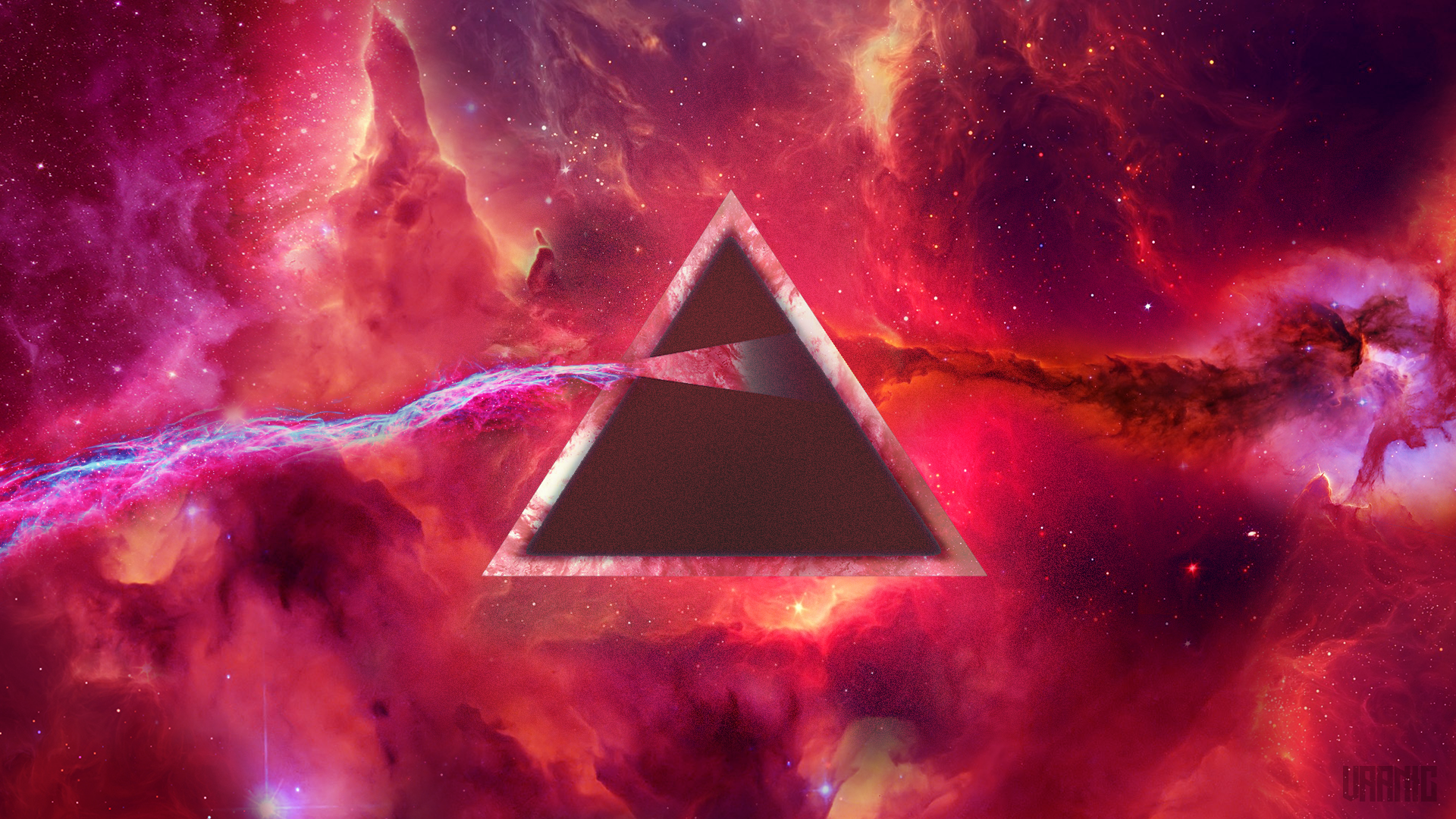 General 1920x1080 Pink Floyd The Dark Side of the Moon Andromeda classic rock red triangle space art music geometric figures