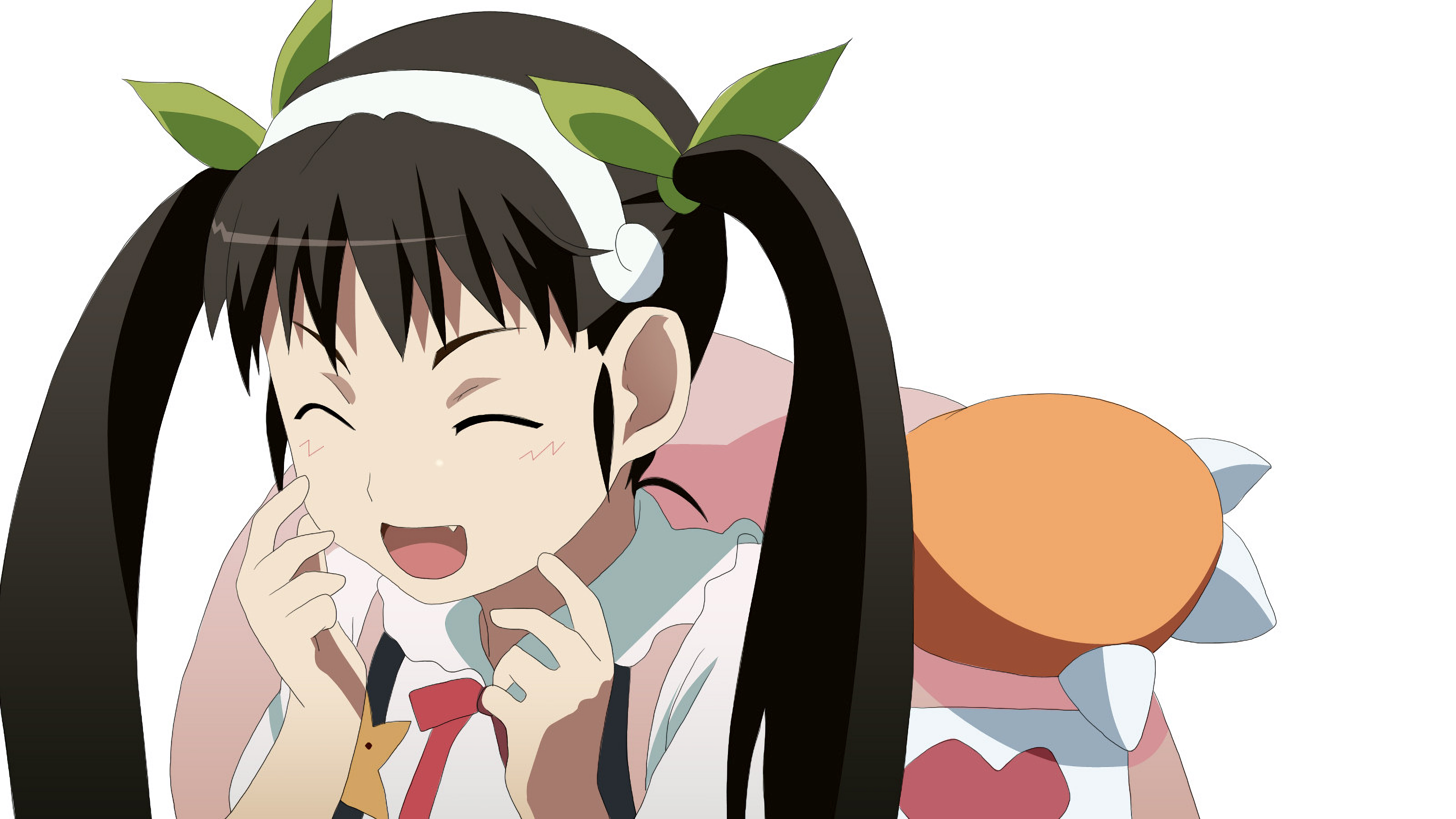 Anime 3840x2160 Monogatari Series Hachikuji Mayoi anime girls twintails white background