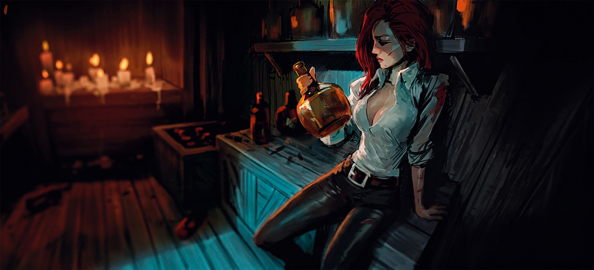 General 2400x1094 illustration pirates redhead Miss Fortune (League of Legends) Riot Games video games video game characters