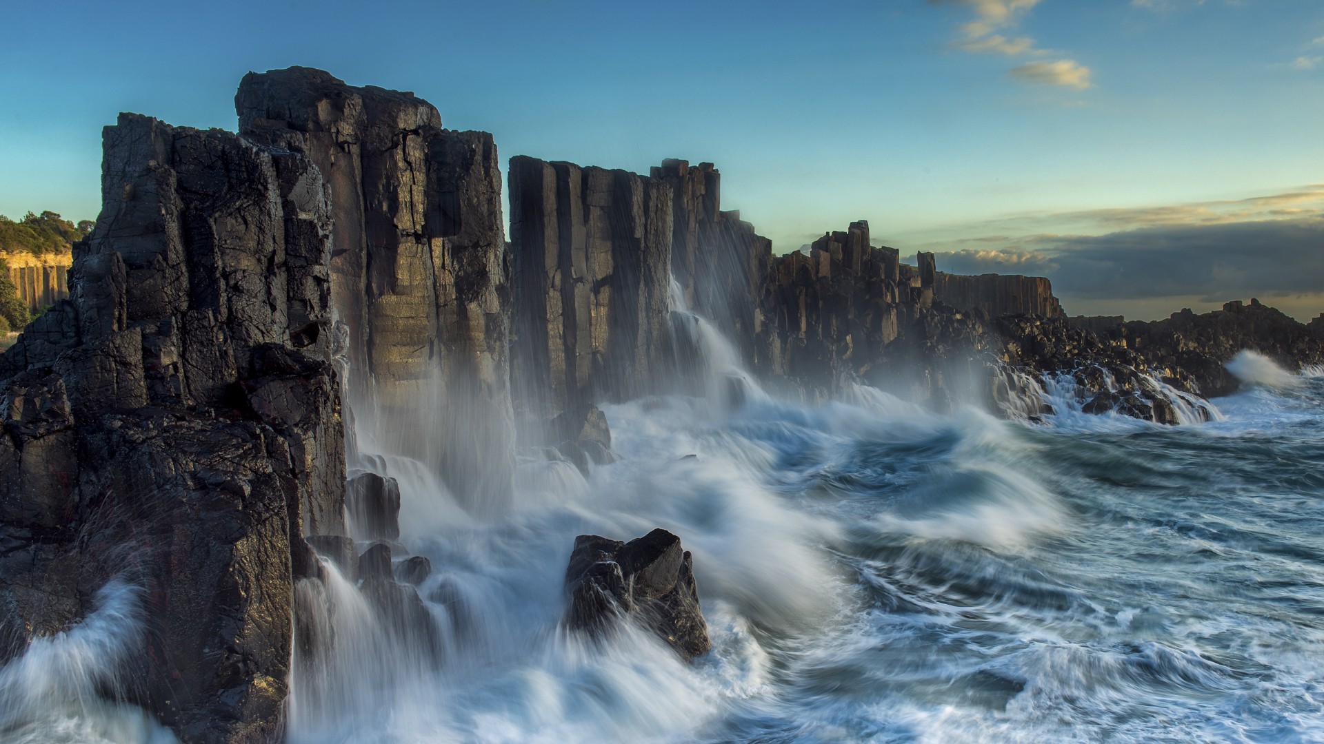 General 1920x1080 nature landscape sea waves coast long exposure cliff rocks clouds Australia rock formation
