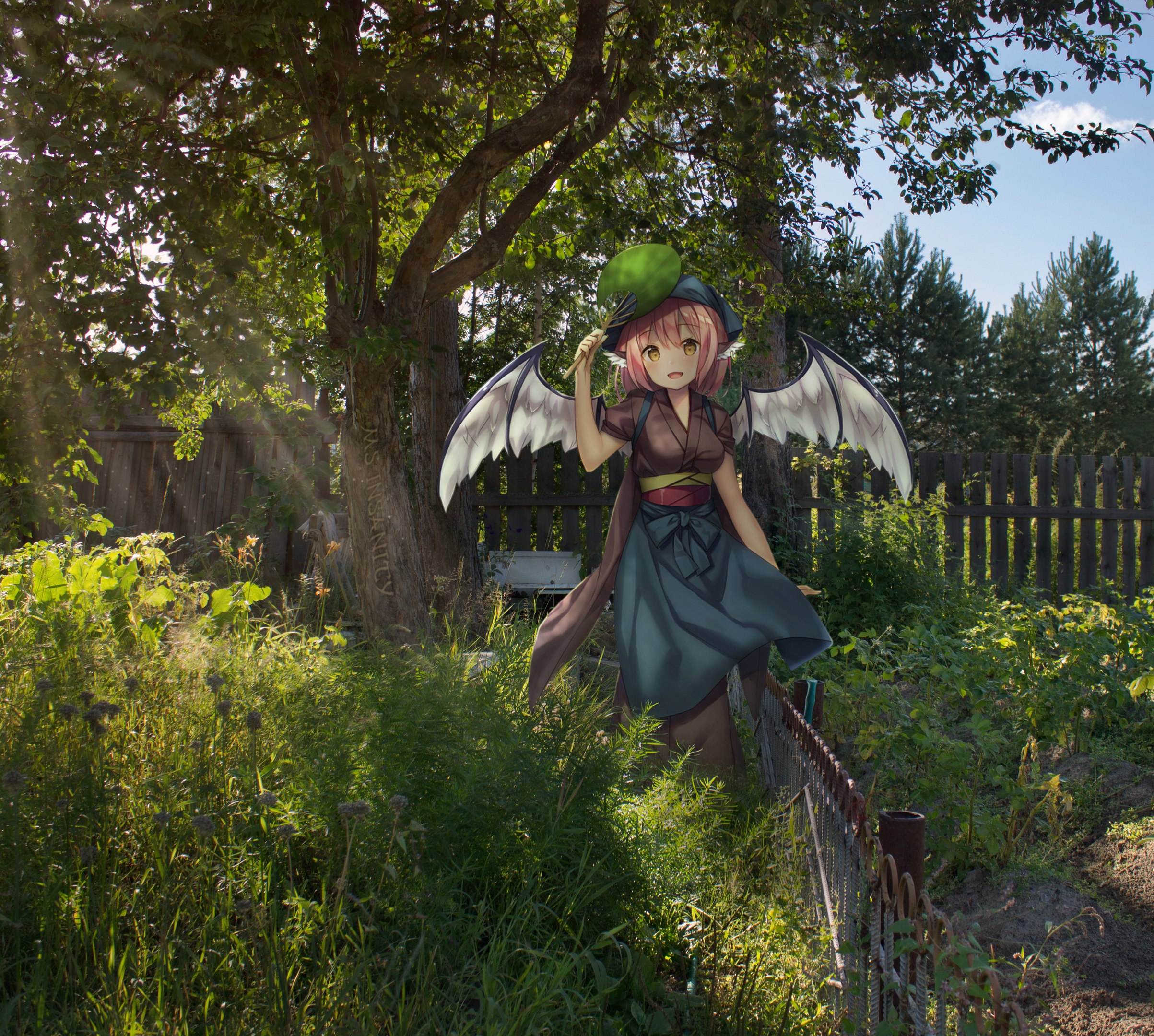 Anime 2406x2160 anime girls wings anime garden