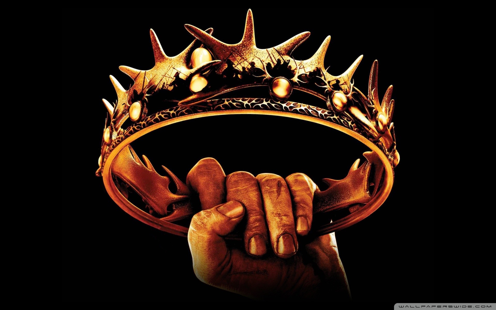 General 1920x1200 Game of Thrones crown TV series hands black background simple background