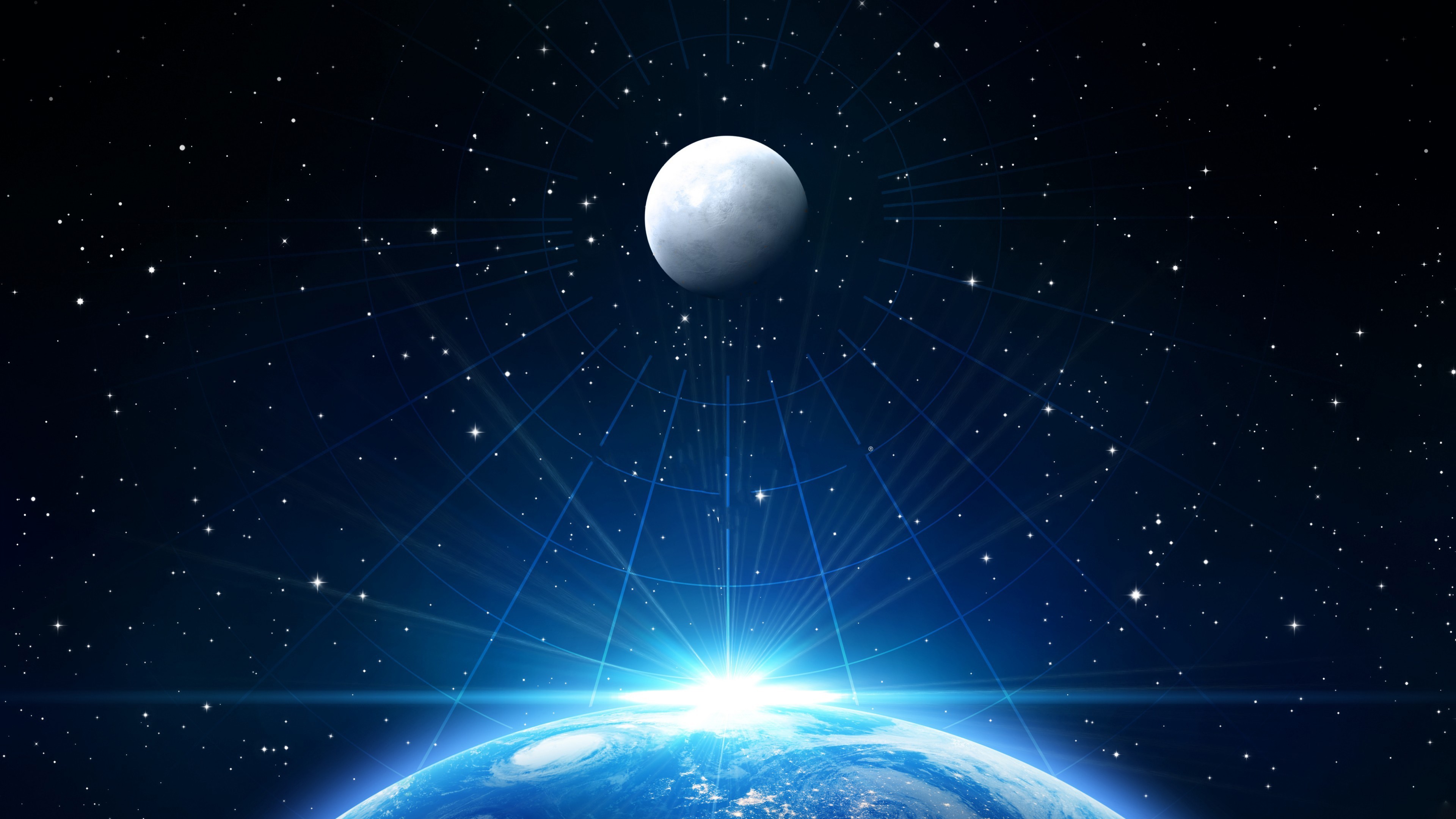 General 3840x2160 space Moon Earth stars CGI space art digital art planet
