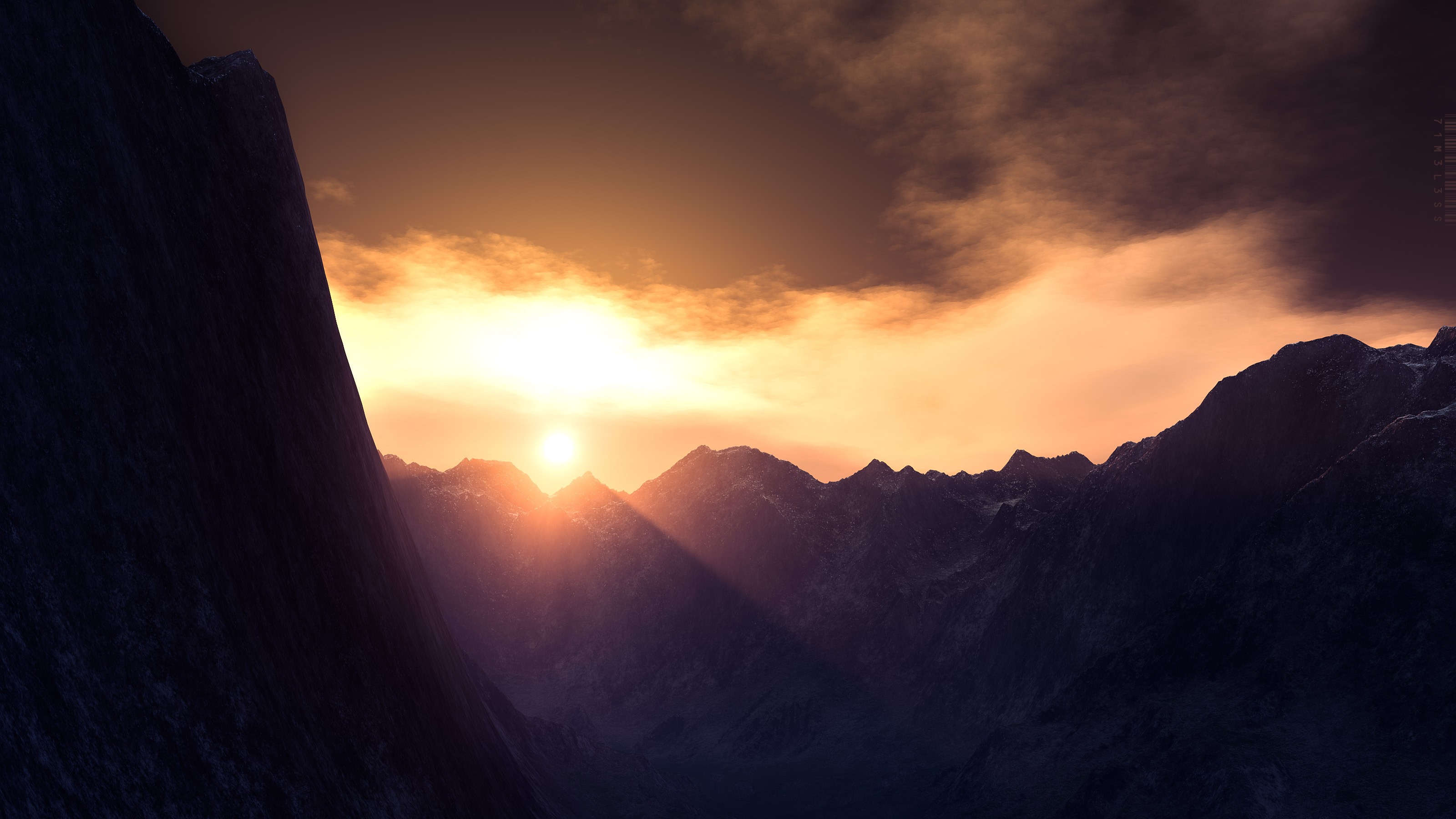 General 3200x1800 CGI mountains sky sunlight cliff
