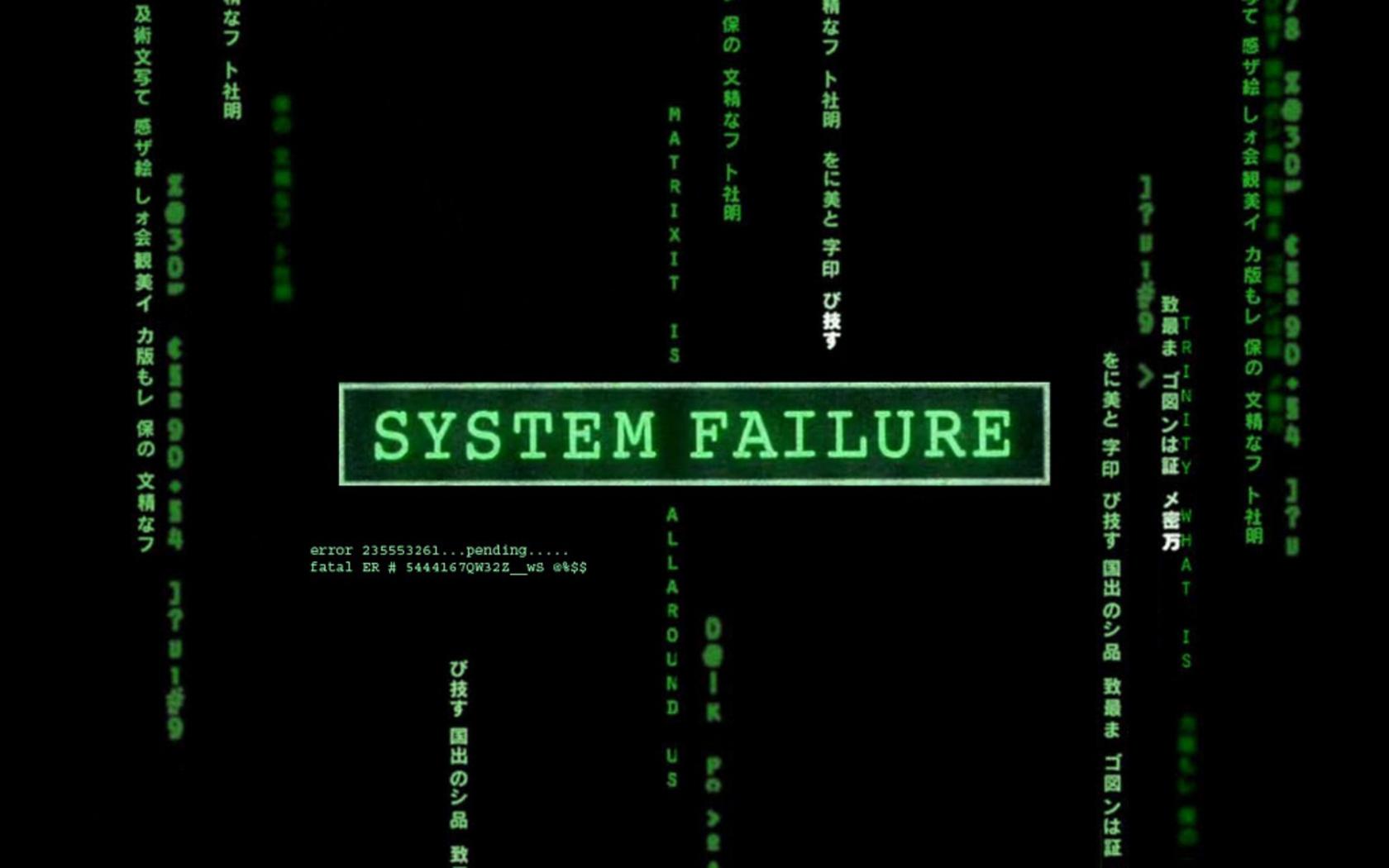 General 1680x1050 The Matrix typography text code movies System Failure