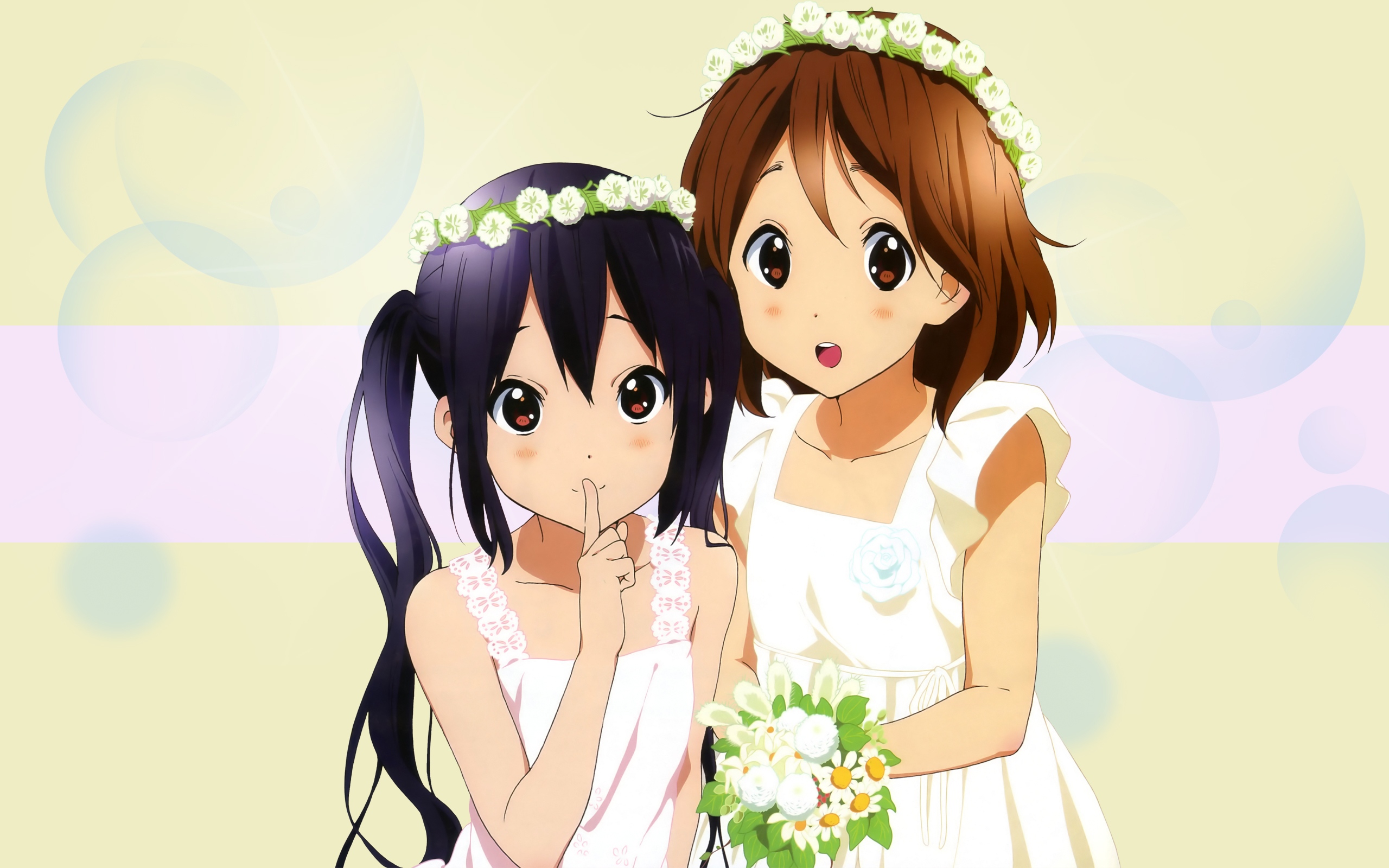 Anime 2560x1600 K-ON! Hirasawa Yui Nakano Azusa anime anime girls two women dress sun dress