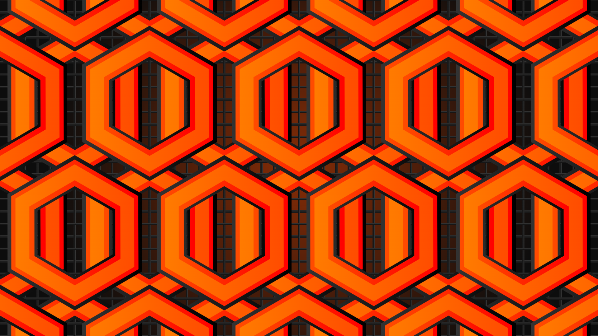 General 1920x1080 geometry geometric figures colorful abstract CGI digital art pattern artwork shapes hexagon minimalism simple background orange
