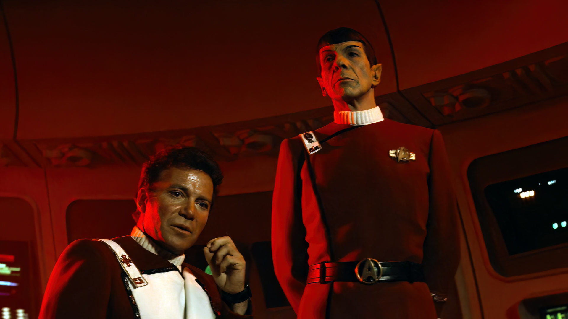 People 1920x1080 Star Trek II: The Wrath of Khan movies film stills Spock James T. Kirk Leonard Nimoy William Shatner actor Star Trek