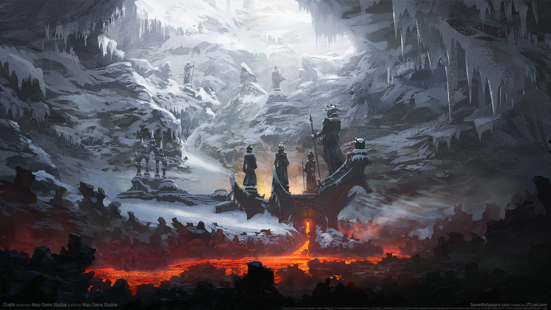 General 1920x1080 video game art fantasy castle snow lava video games digital art sunlight ice